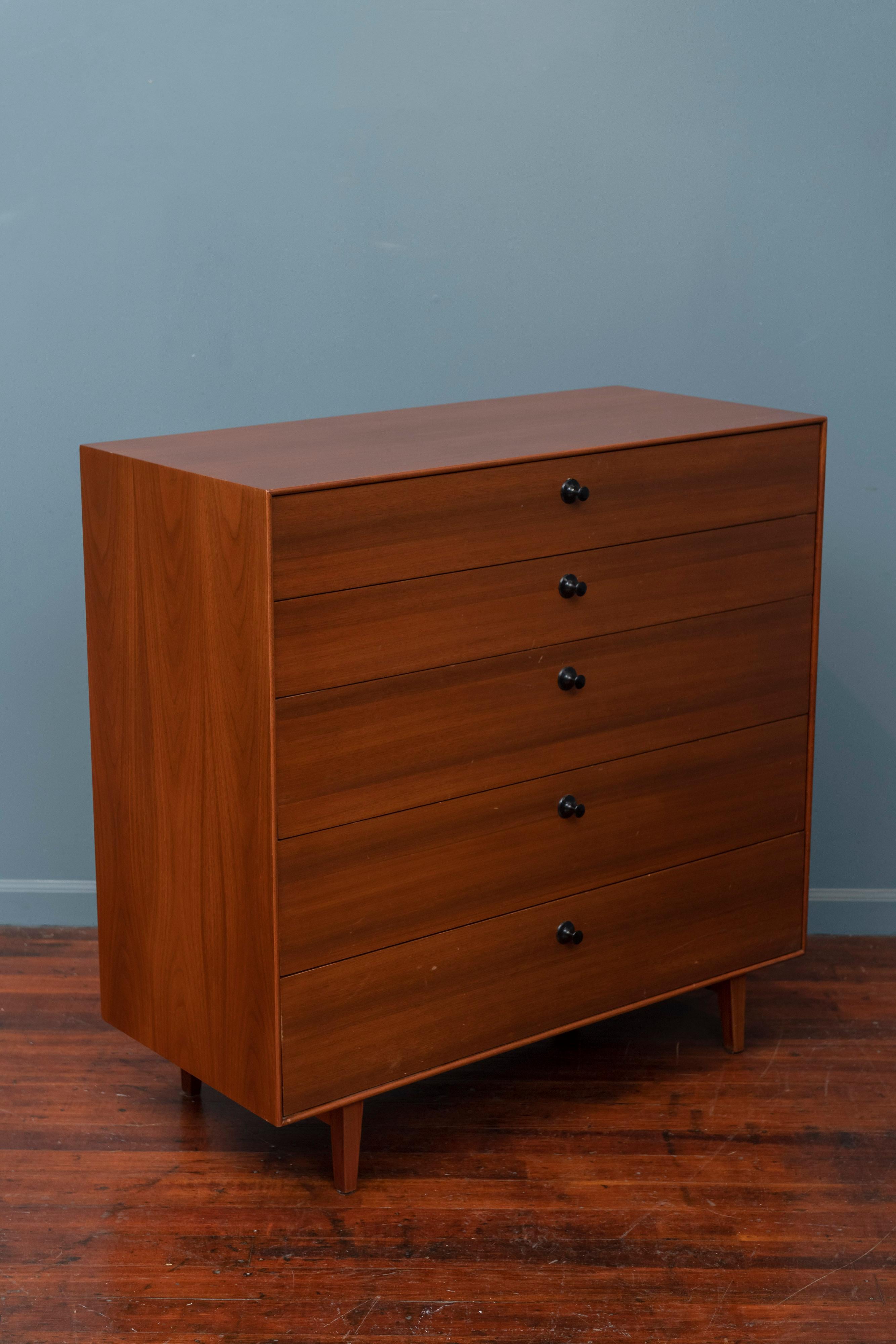 Walnut George Nelson Thin Edge Tall Chest of Drawers for Herman Miller