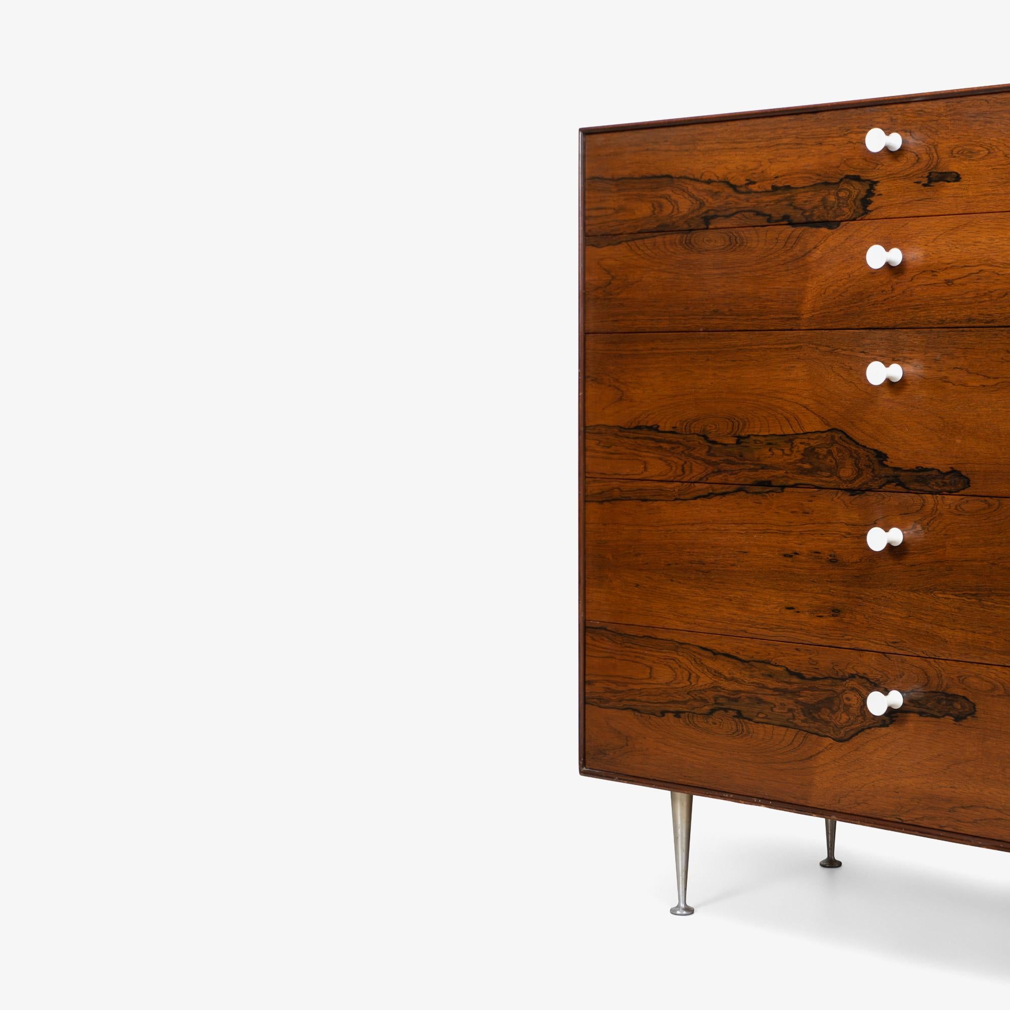 George Nelson Thin-Edge Tall Dresser in Rosewood & Porcelain by Herman Miller For Sale 3