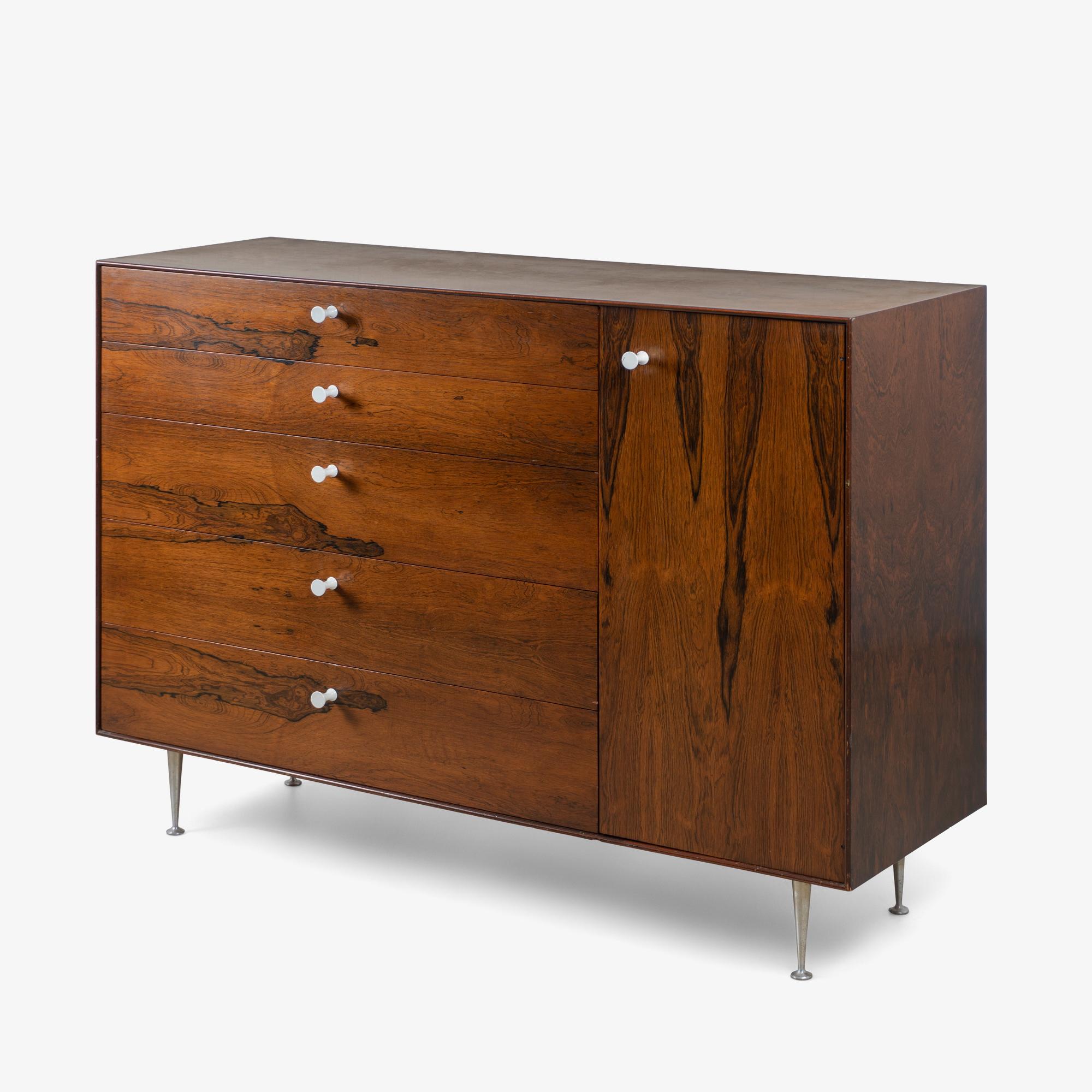 Mid-Century Modern George Nelson Thin-Edge Tall Dresser in Rosewood & Porcelain by Herman Miller For Sale