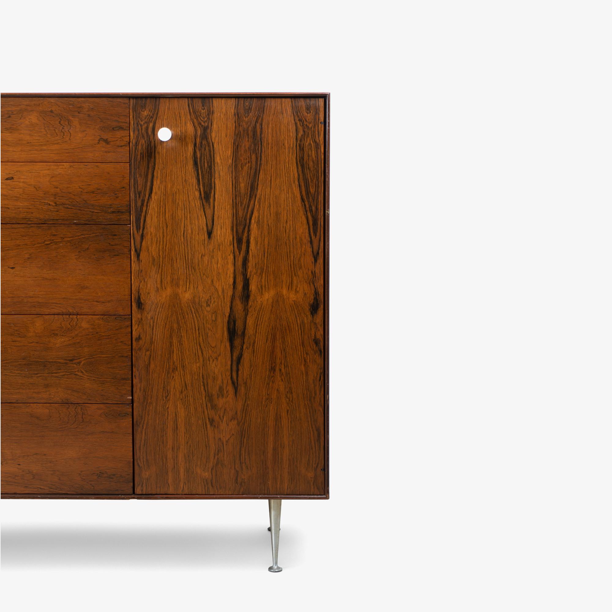 Aluminum George Nelson Thin-Edge Tall Dresser in Rosewood & Porcelain by Herman Miller For Sale