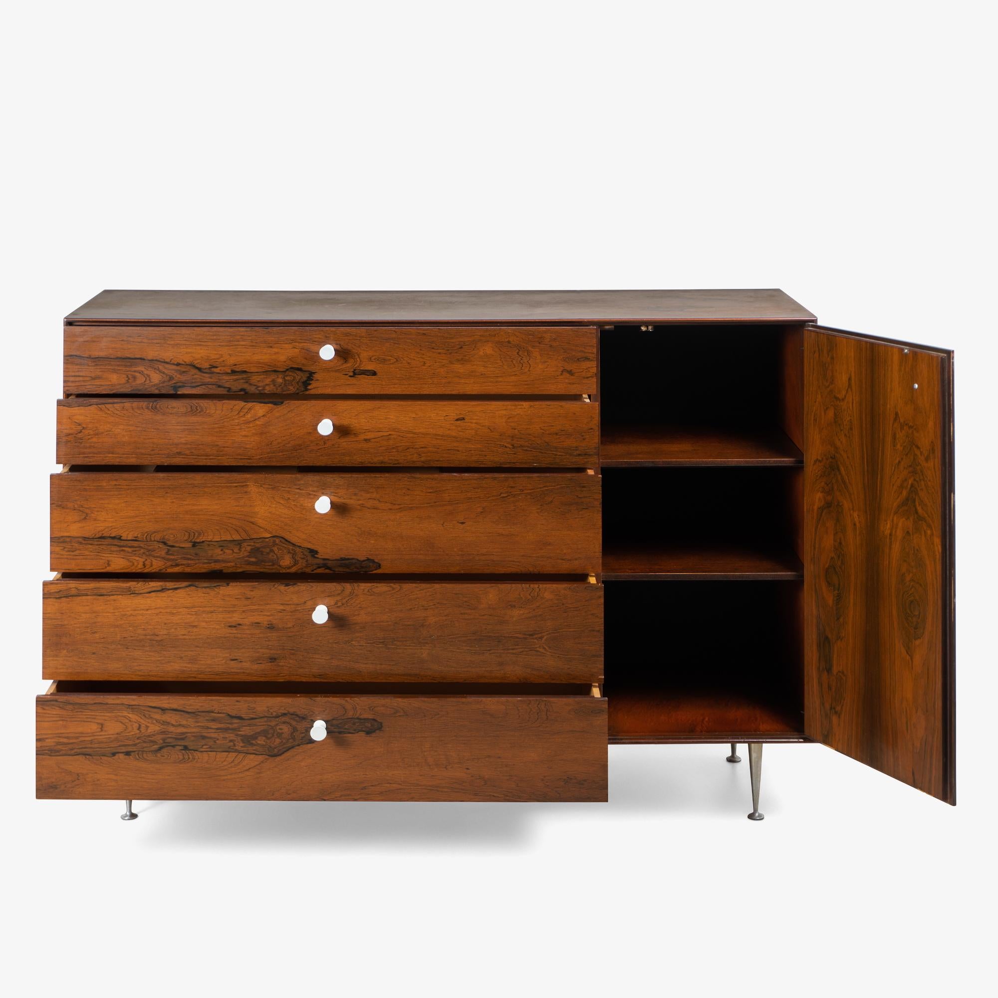 George Nelson Thin-Edge Tall Dresser in Rosewood & Porcelain by Herman Miller For Sale 1