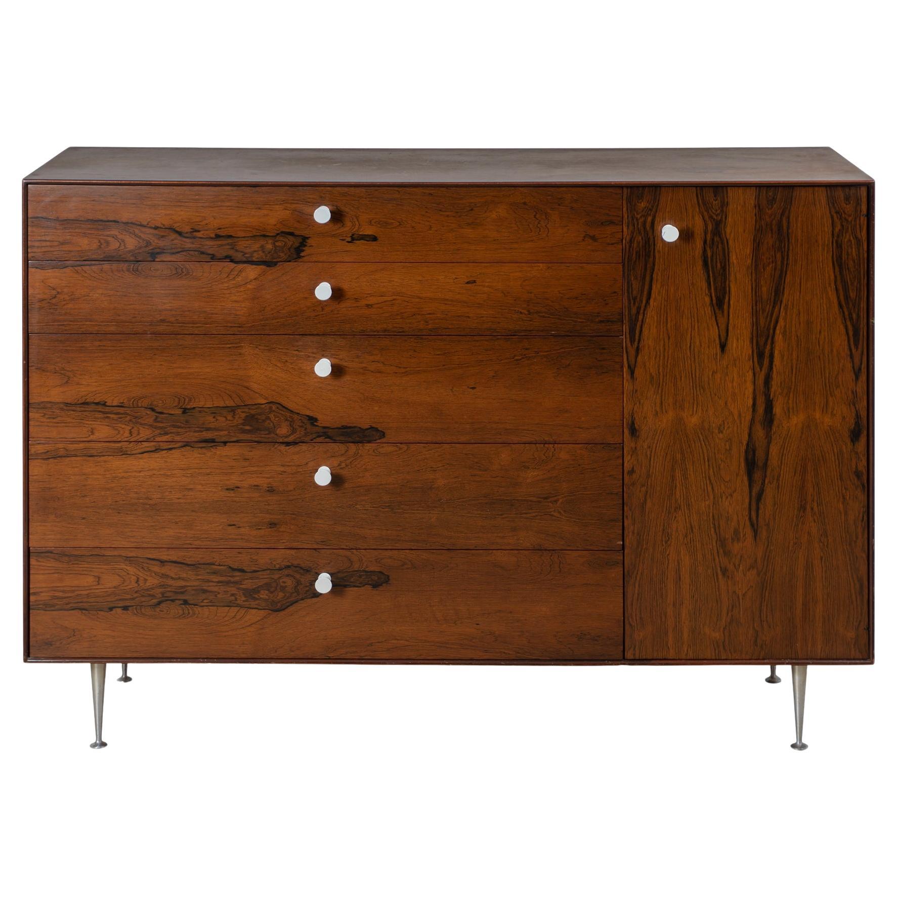 George Nelson Thin-Edge Tall Dresser in Rosewood & Porcelain by Herman Miller For Sale