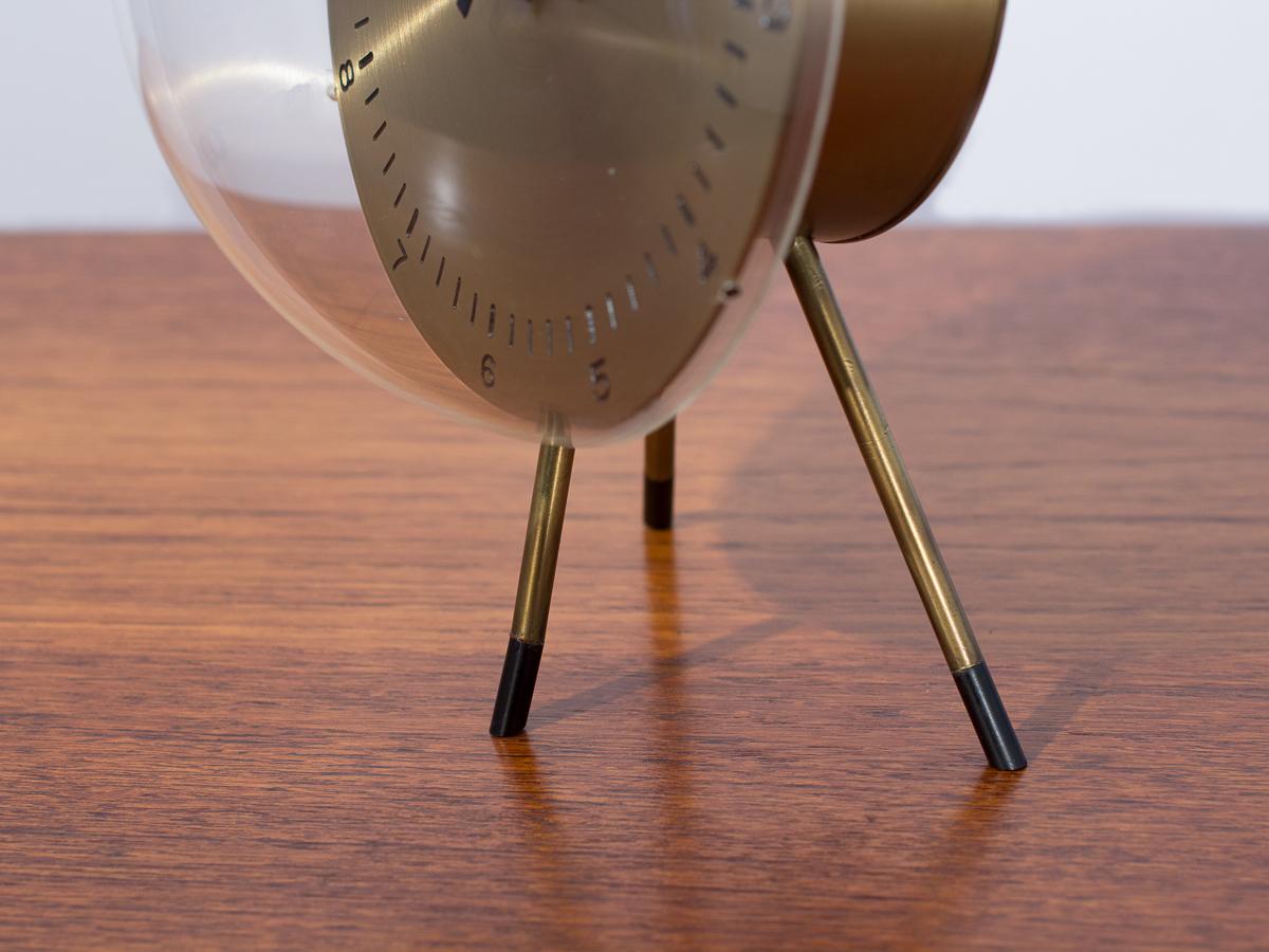 Brass George Nelson Tripod Table Clock For Sale