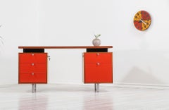 George Nelson Two-Tone Lacquer and Walnut Executive Desk for Herman Miller
