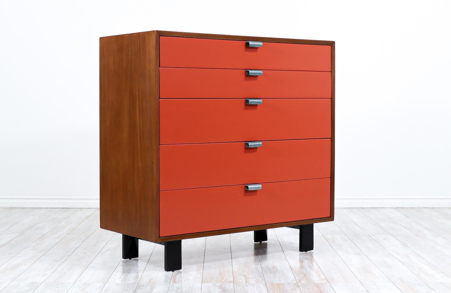 George Nelson two-tone lacquered chest of drawers for Herman Miller.