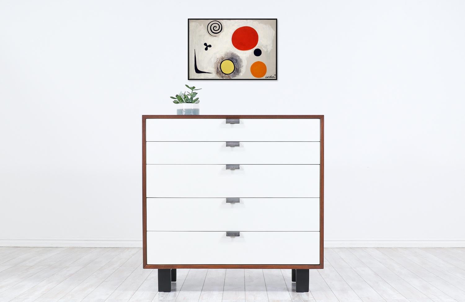 George Nelson two-tone lacquered and walnut chest of drawers for Herman Miller.