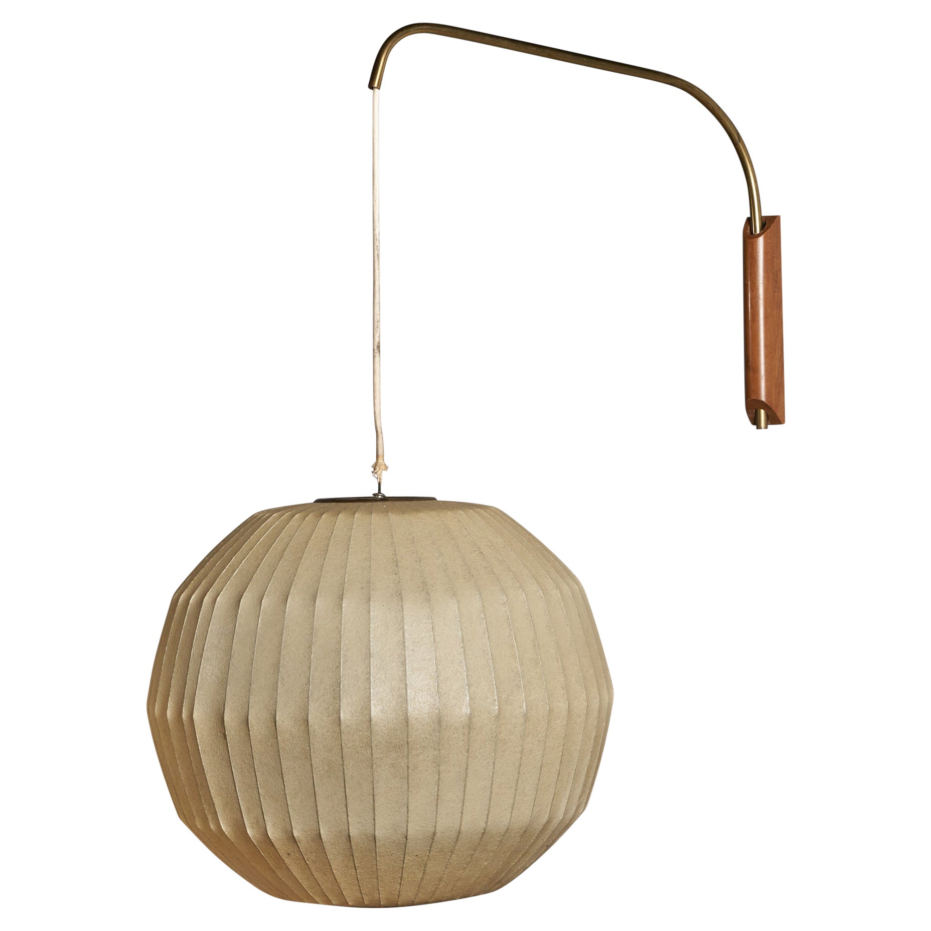 George Nelson, Wall Light, Metal, Walnut, Resin, USA, 1950s