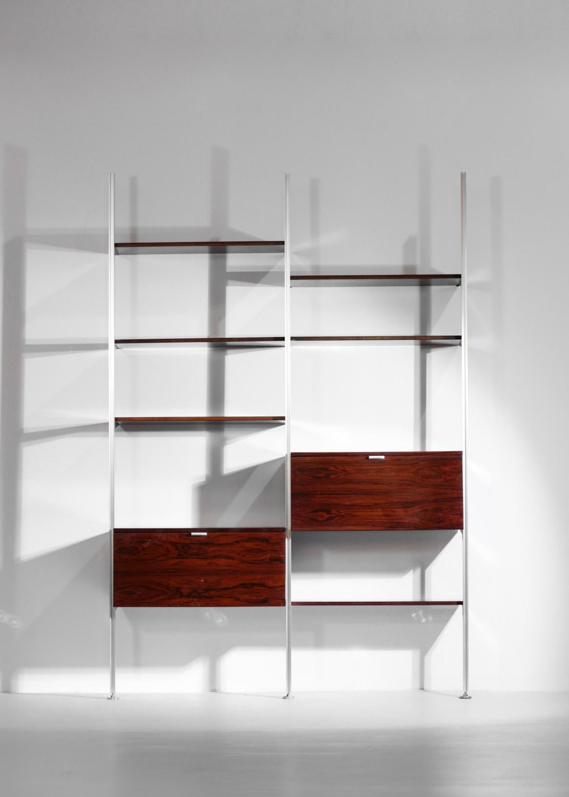 Steel George Nelson Wall Unit or Bookcase in Rosewood for Mobilier International