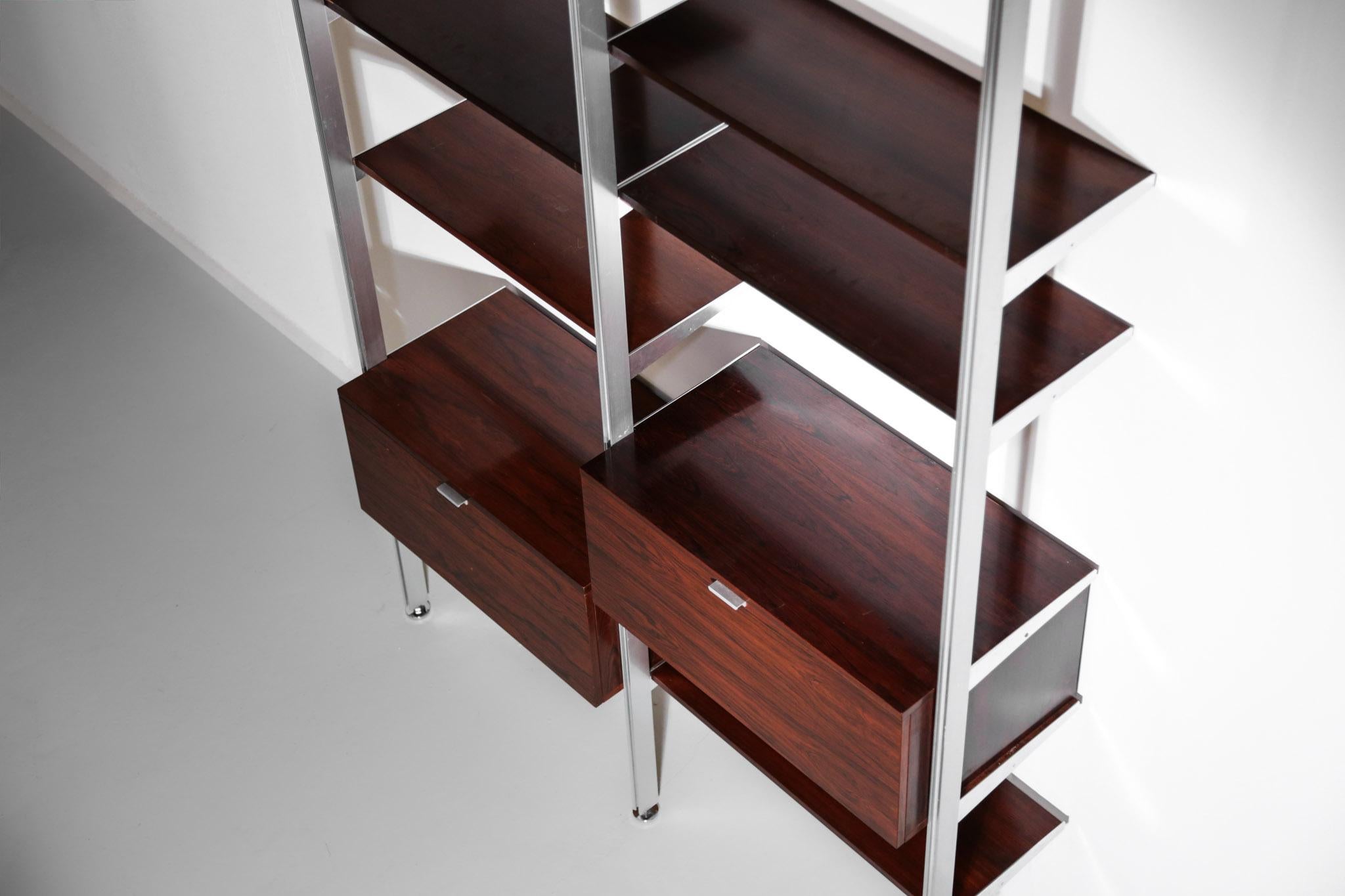 George Nelson Wall Unit or Bookcase in Rosewood for Mobilier International 1