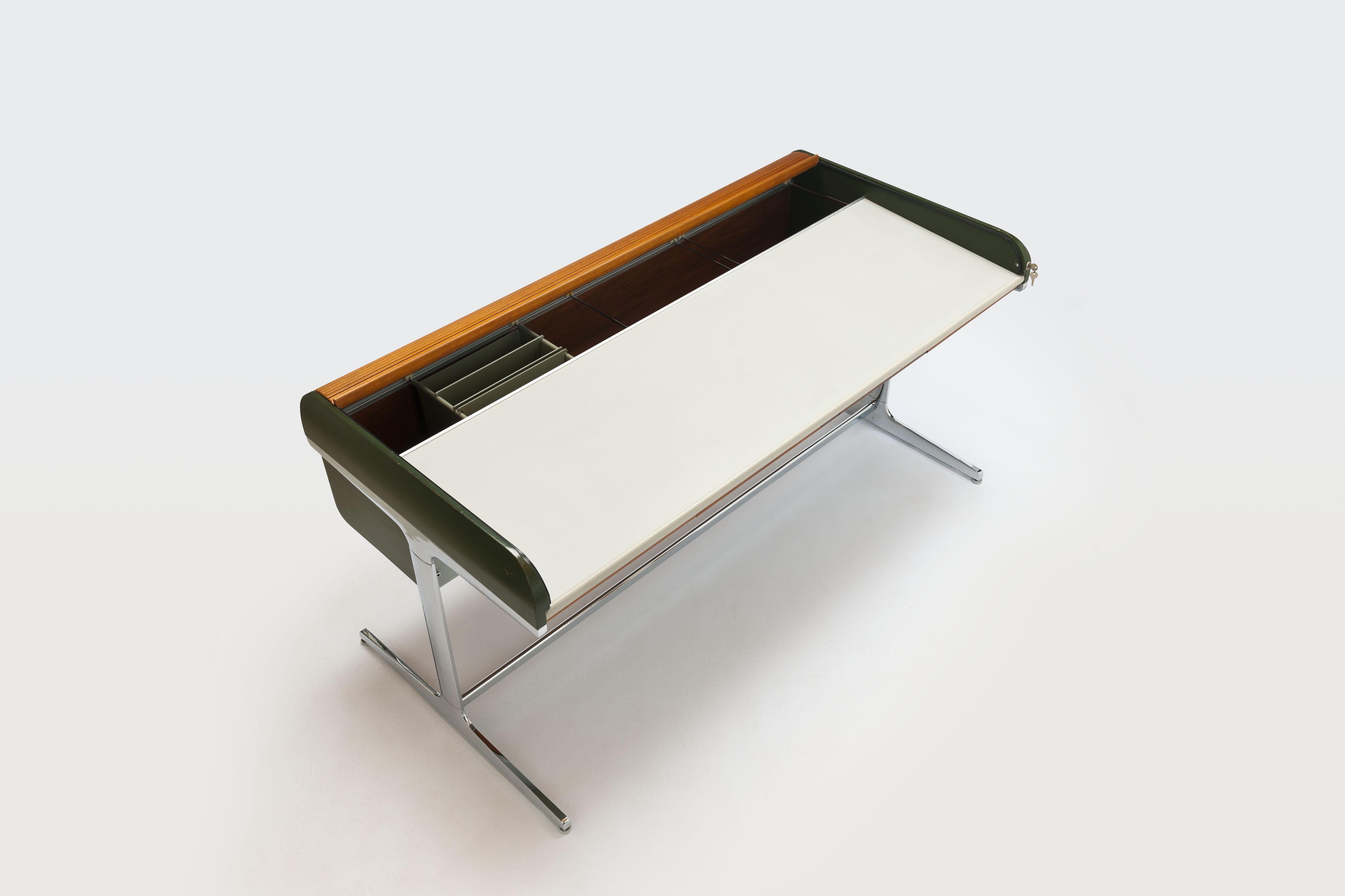 Mid-20th Century George Nelson Walnut Action Office Tambour Desk Large, Herman Miller, 1964