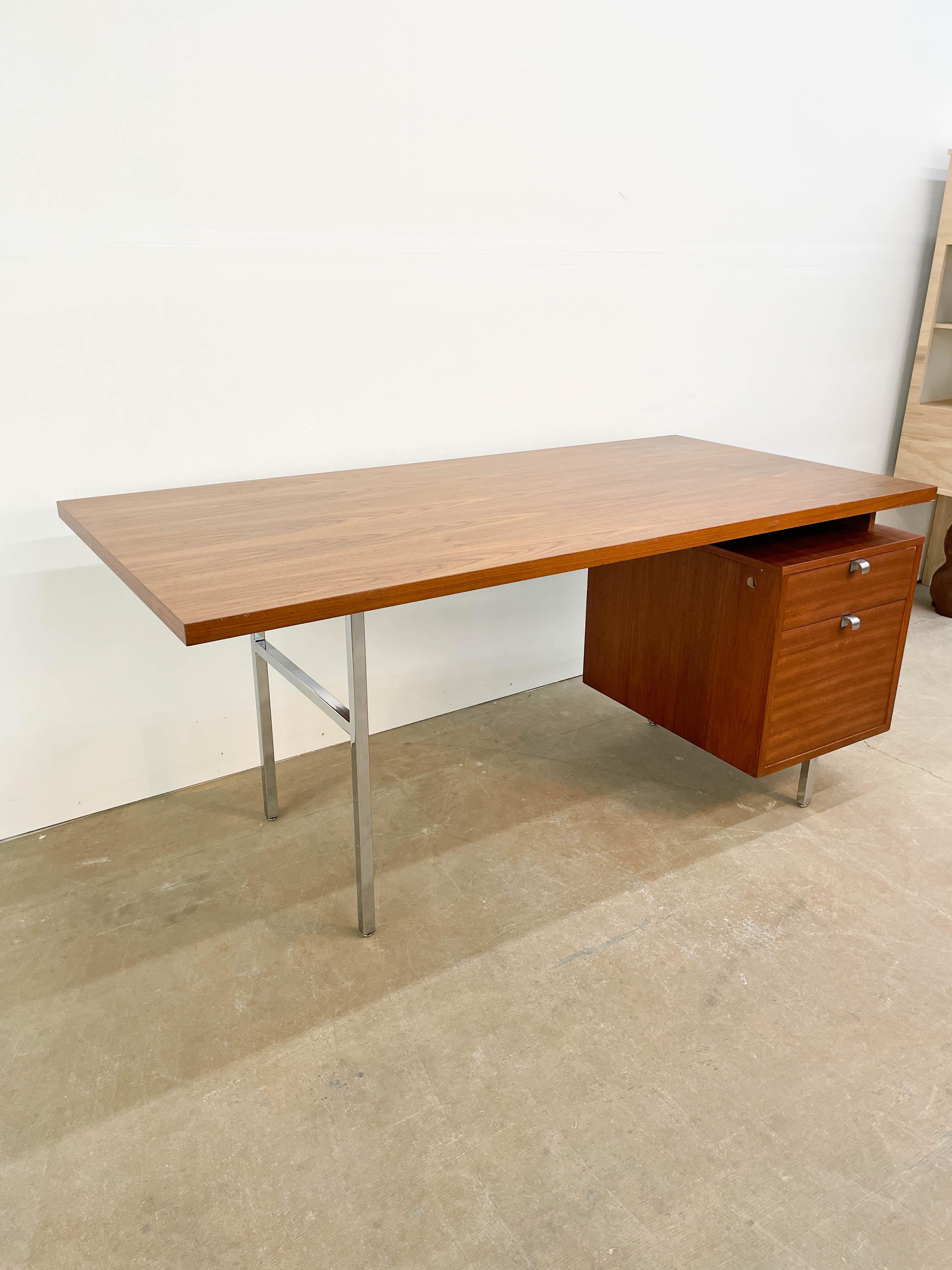 Chrome George Nelson Walnut EOG Desk for Herman Miller