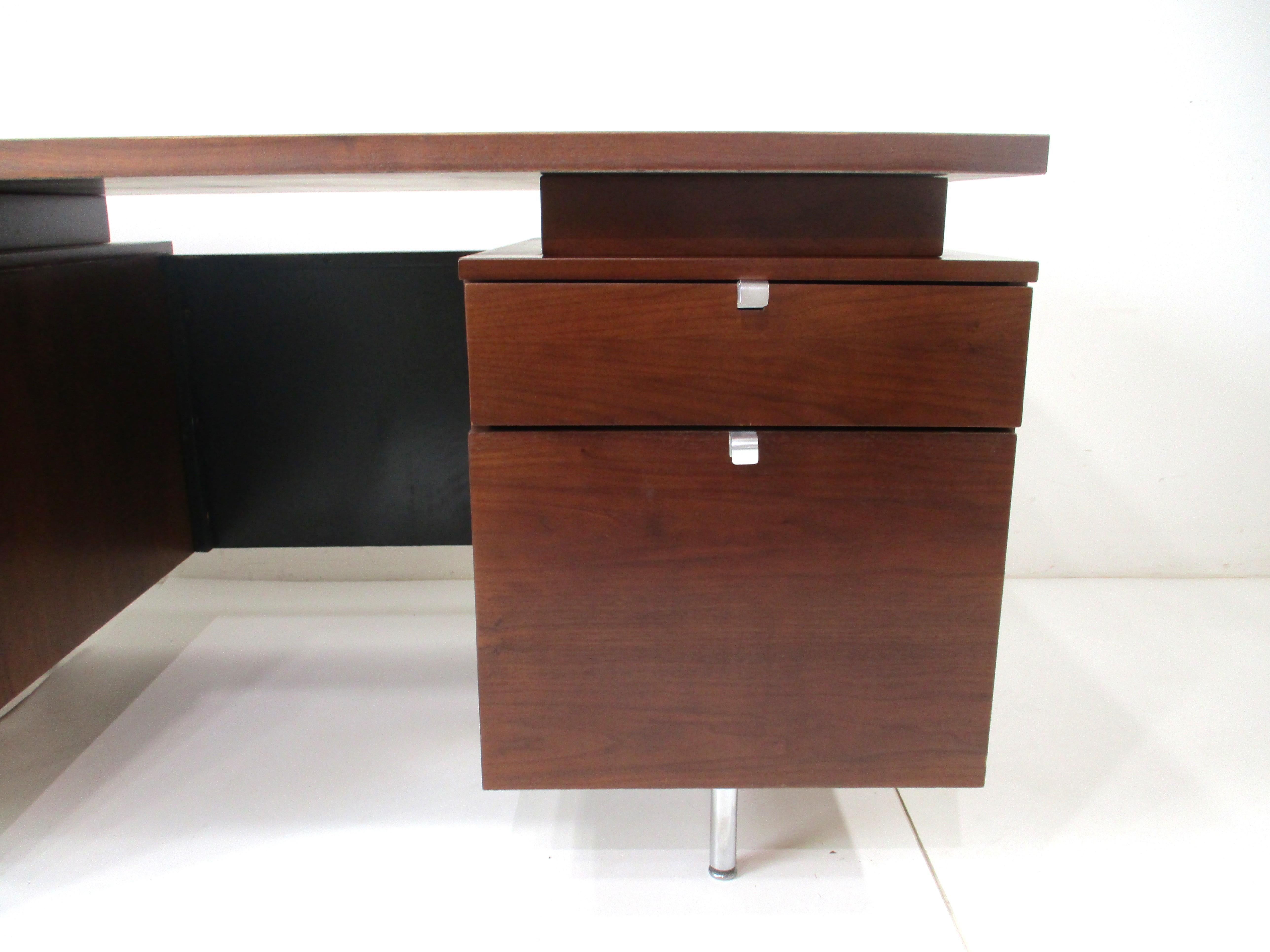 American George Nelson Walnut Executive Desk by Herman Miller  