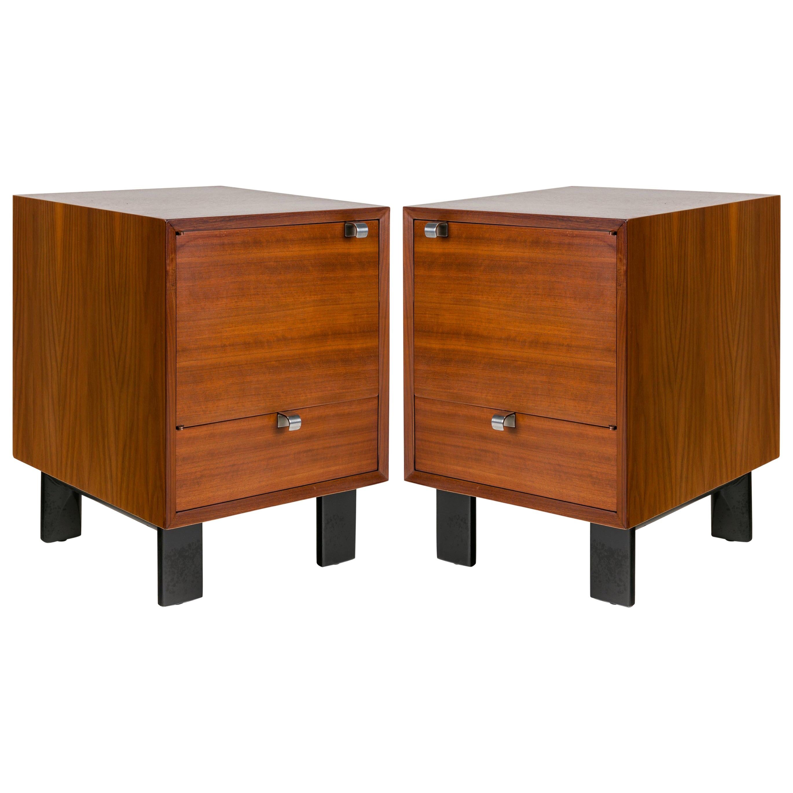 George Nelson Walnut Nightstands for Herman Miller, USA, 1950s