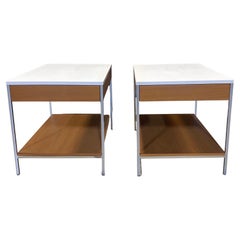 George Nelson Walnut Nightstands with White Laminate tops