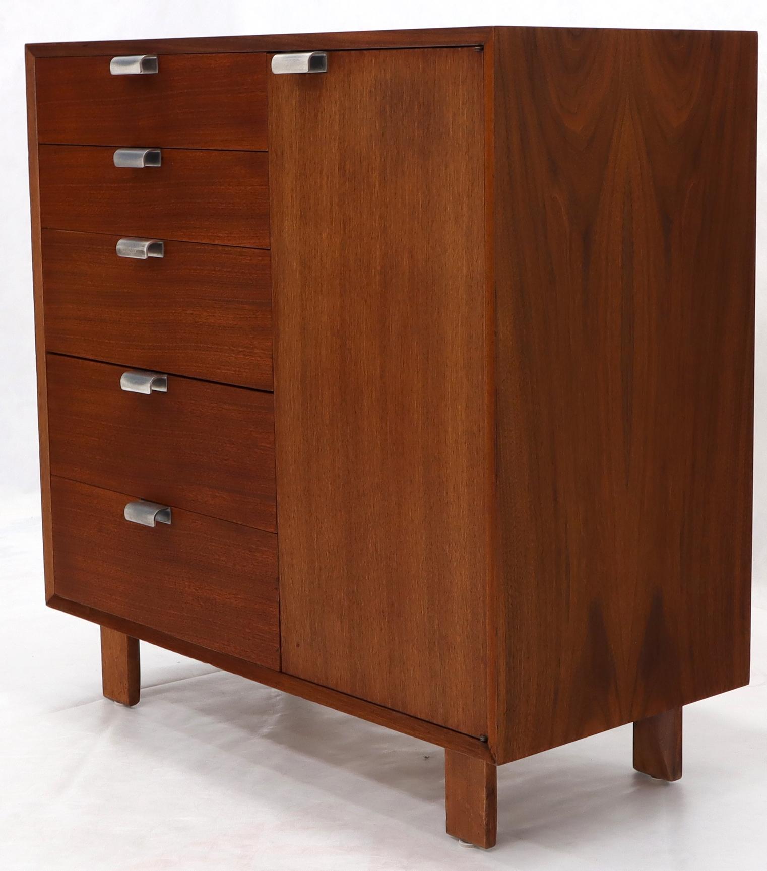 Lacquered George Nelson Walnut One-Door 5 Drawers Gentleman's High Chest Dresser Cabinet For Sale