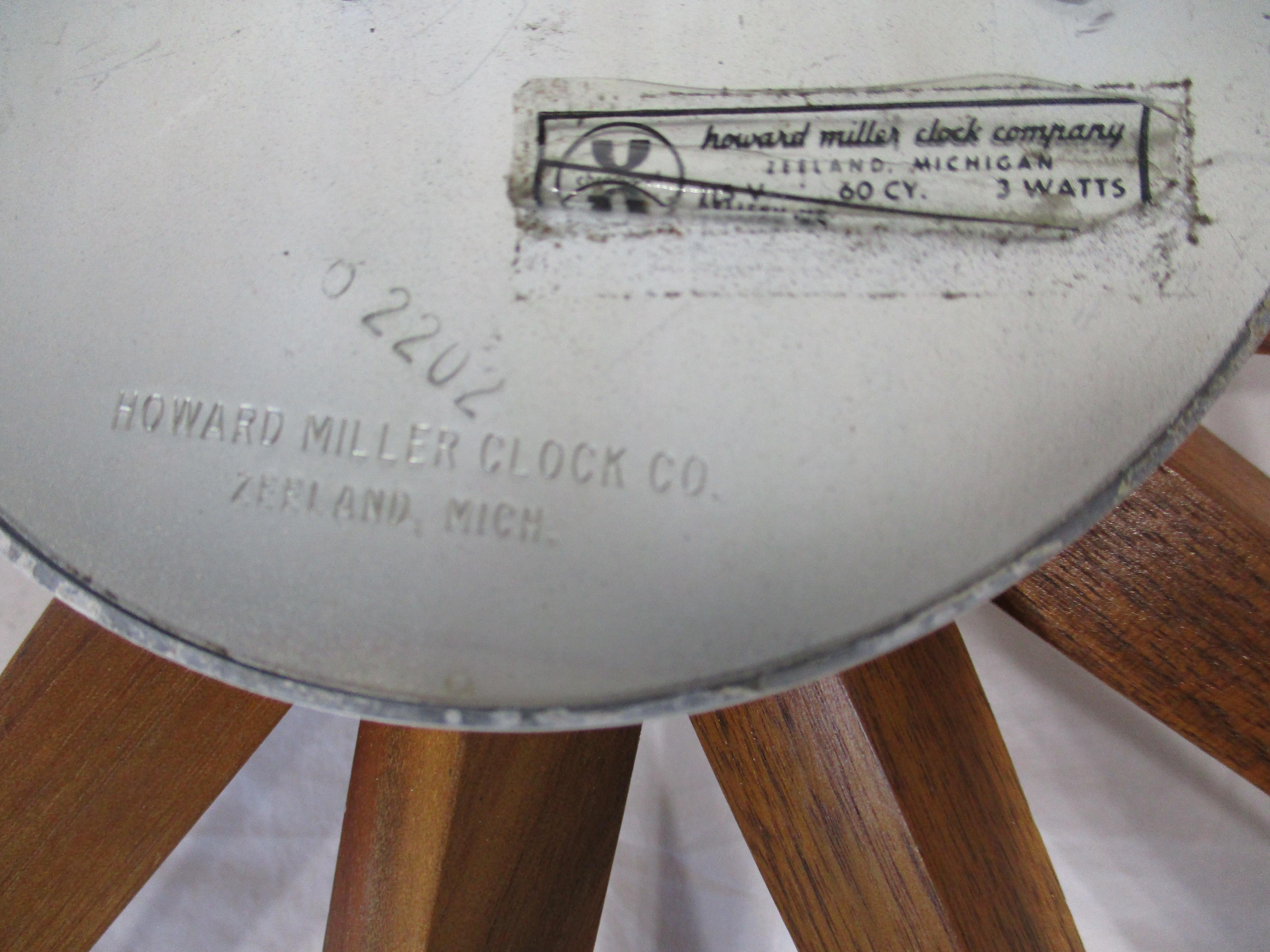 George Nelson Walnut Spike Clock by Howard Miller For Sale 3