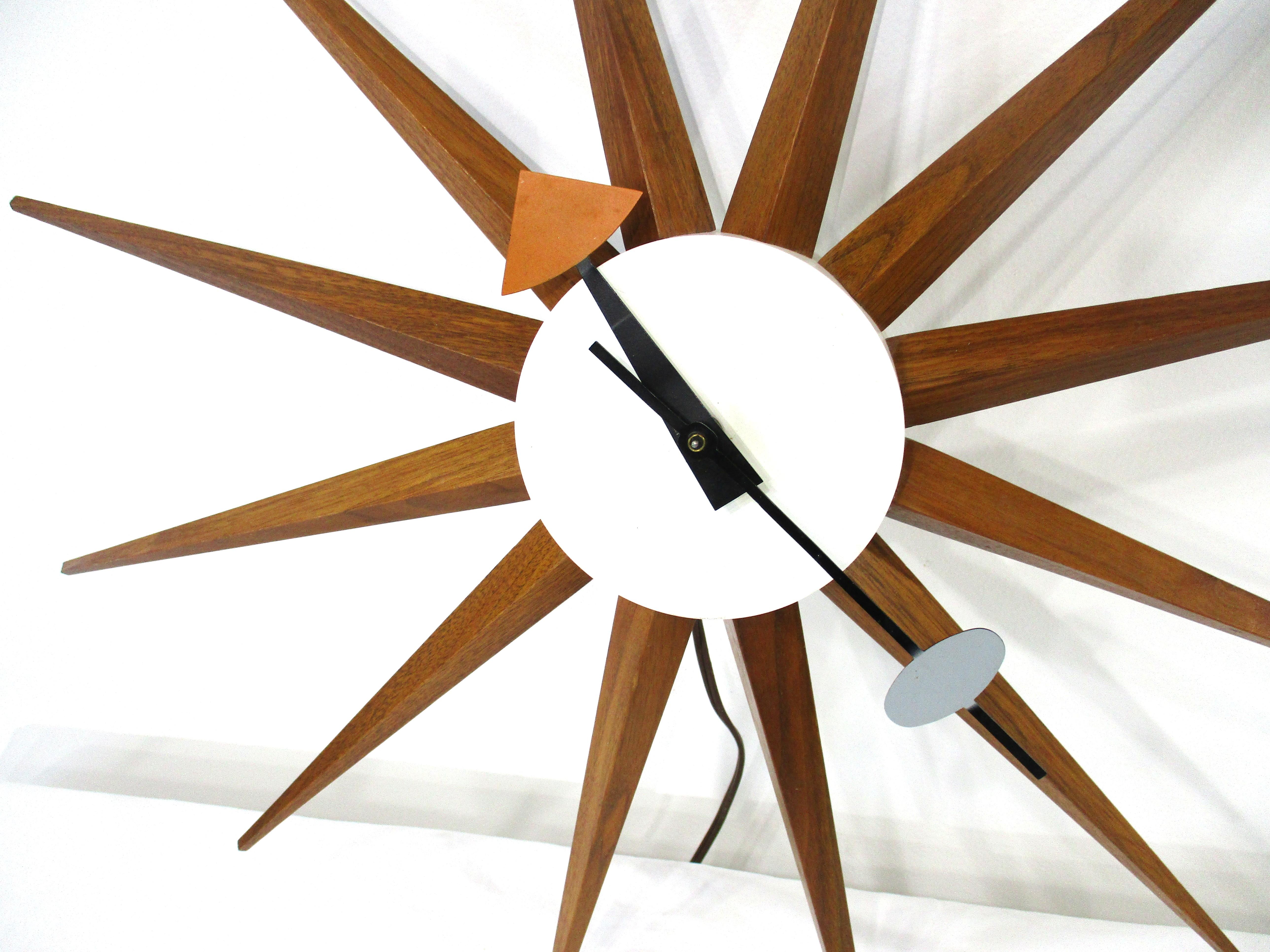 American George Nelson Walnut Spike Clock by Howard Miller For Sale