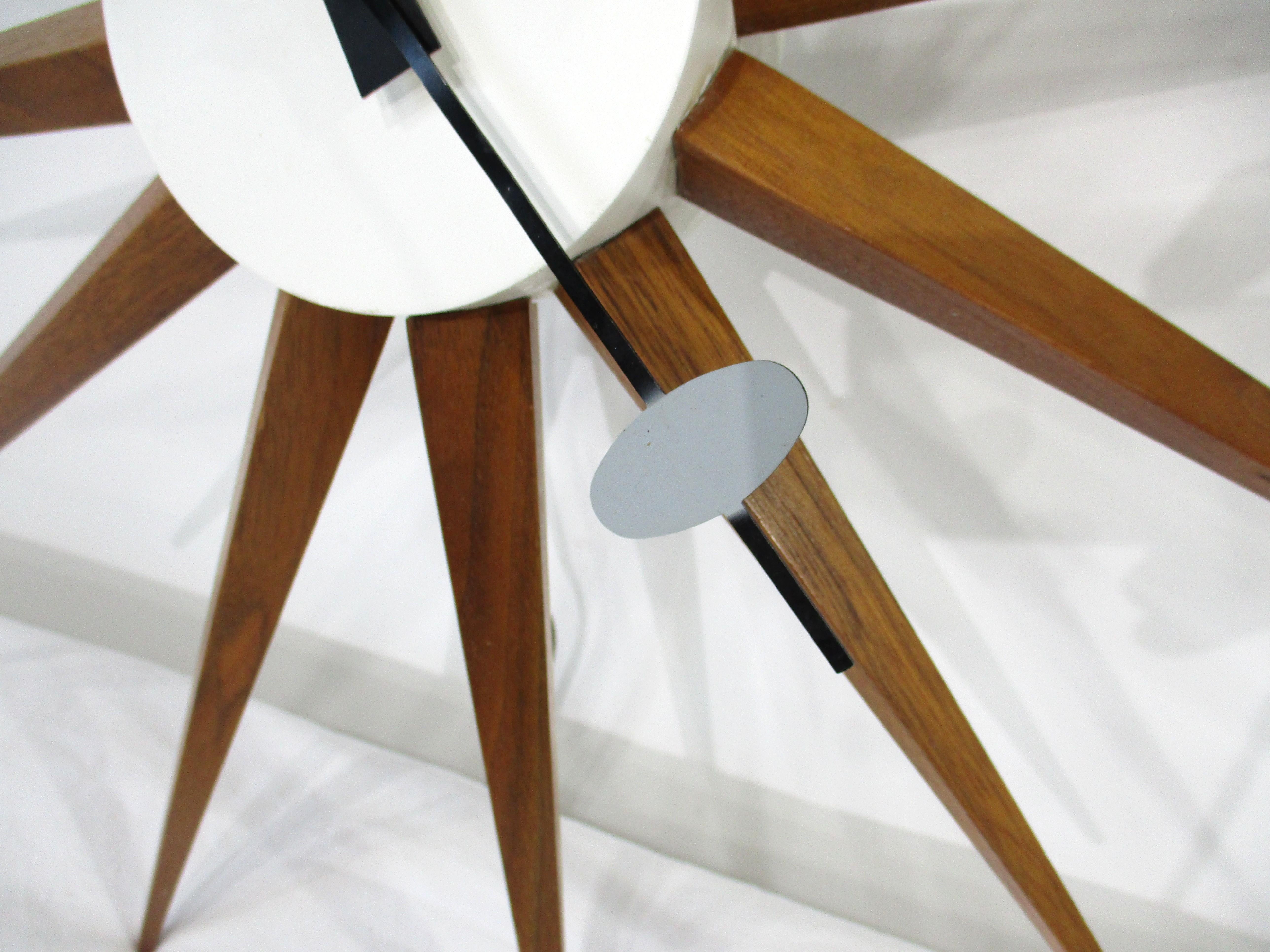 Metal George Nelson Walnut Spike Clock by Howard Miller For Sale