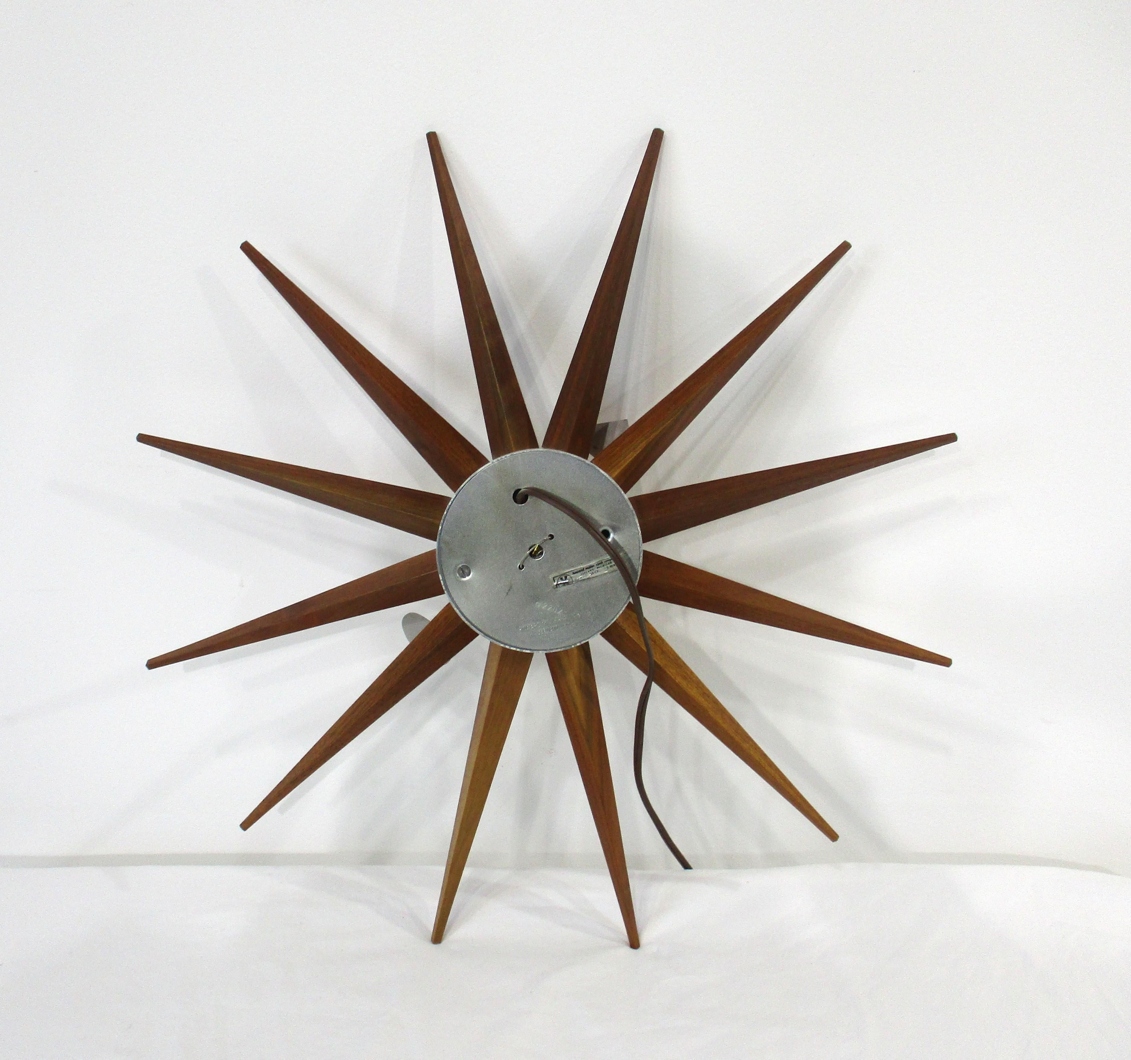 George Nelson Walnut Spike Clock by Howard Miller For Sale 2