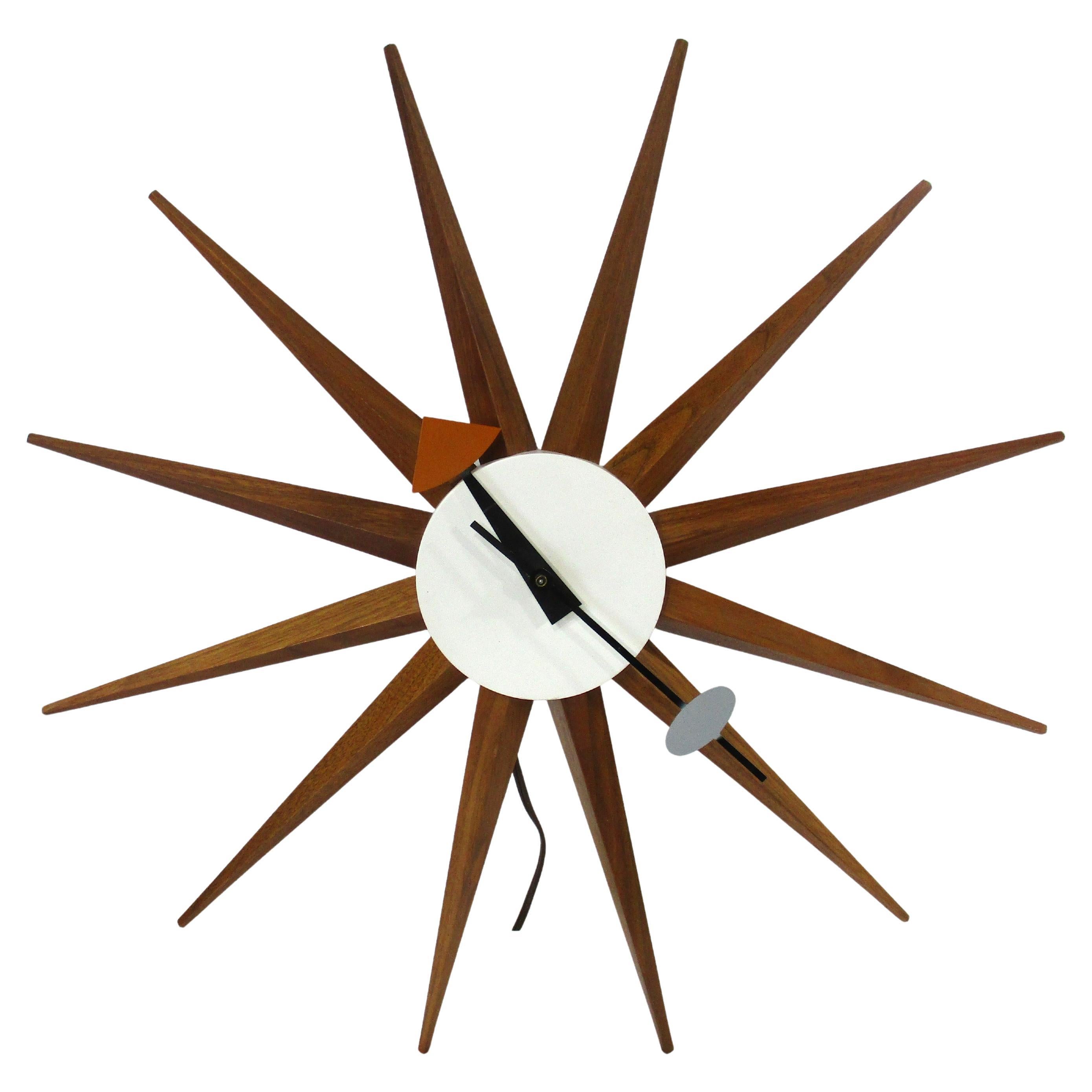 George Nelson Walnut Spike Clock by Howard Miller