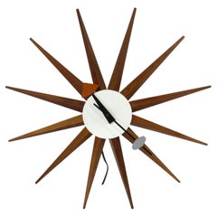 George Nelson Walnut Spike Clock by Howard Miller