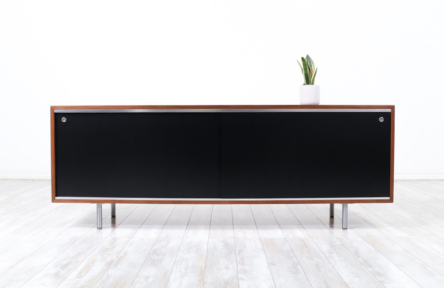 George Nelson Walnut & Stainless Steel Credenza for Herman Miller.