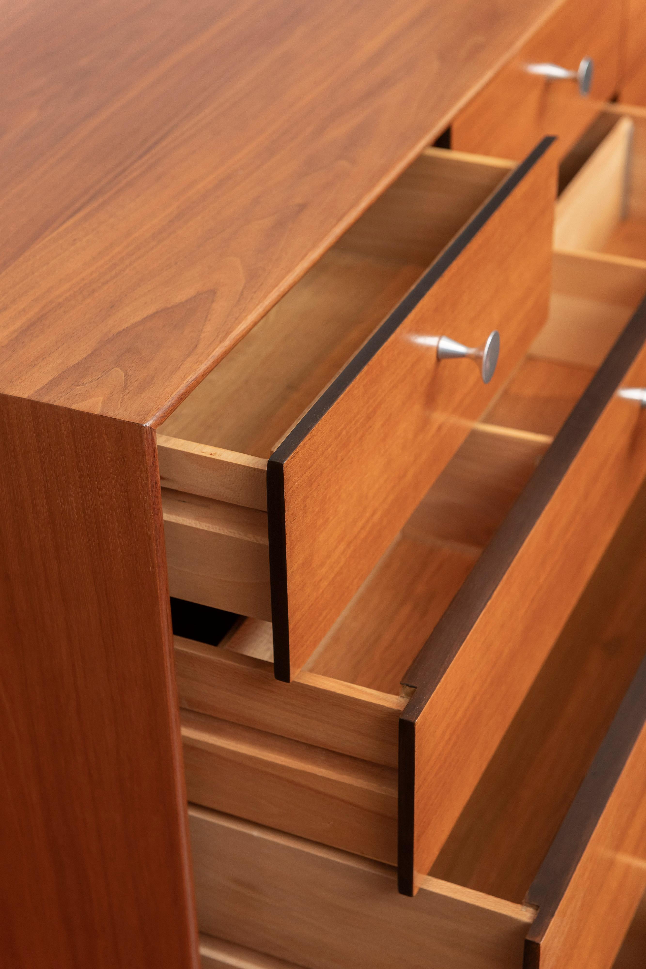 Aluminum George Nelson Walnut Thin Edge Dresser for Herman Miller For Sale