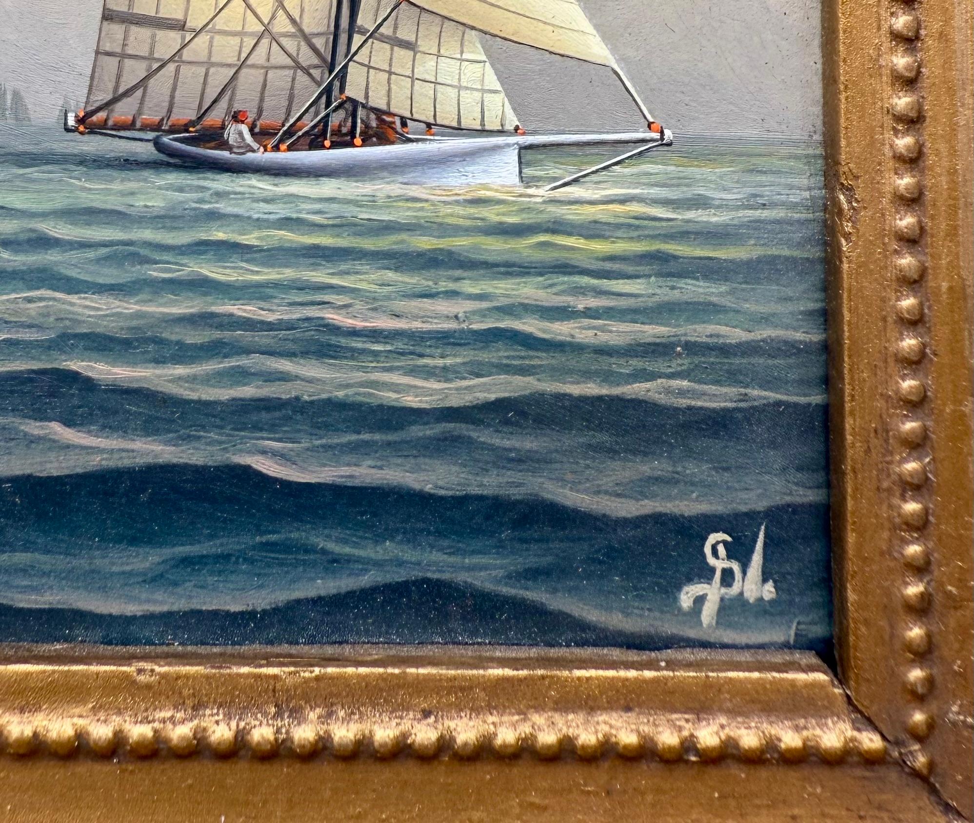 Un pomeriggio in barca a vela - Painting Realismo americano di George Nemethy