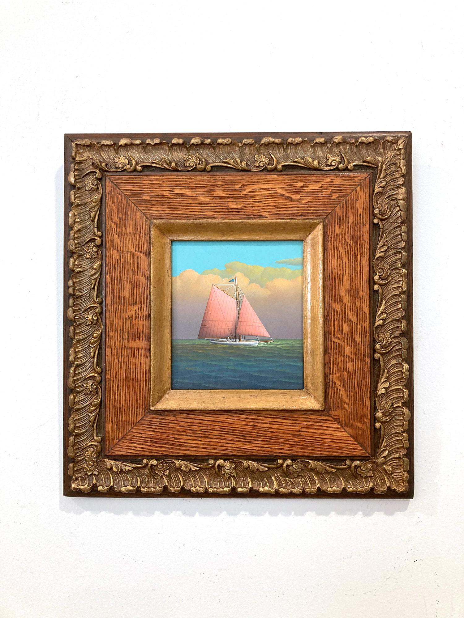 « Tranquil Sailing », peinture à l'huile réaliste sur toile représentant un voilier en mer ouverte en vente 8