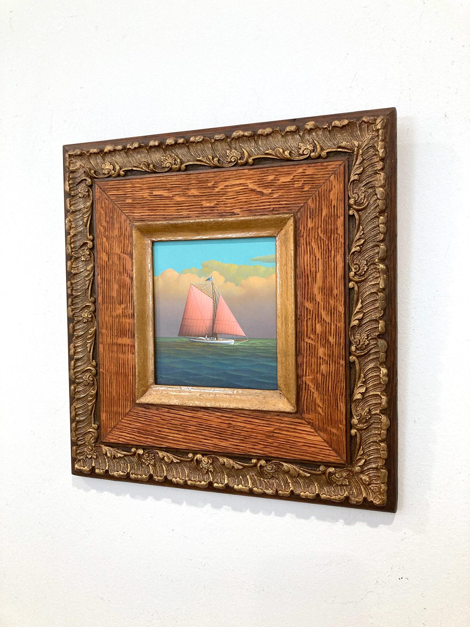 « Tranquil Sailing », peinture à l'huile réaliste sur toile représentant un voilier en mer ouverte en vente 10