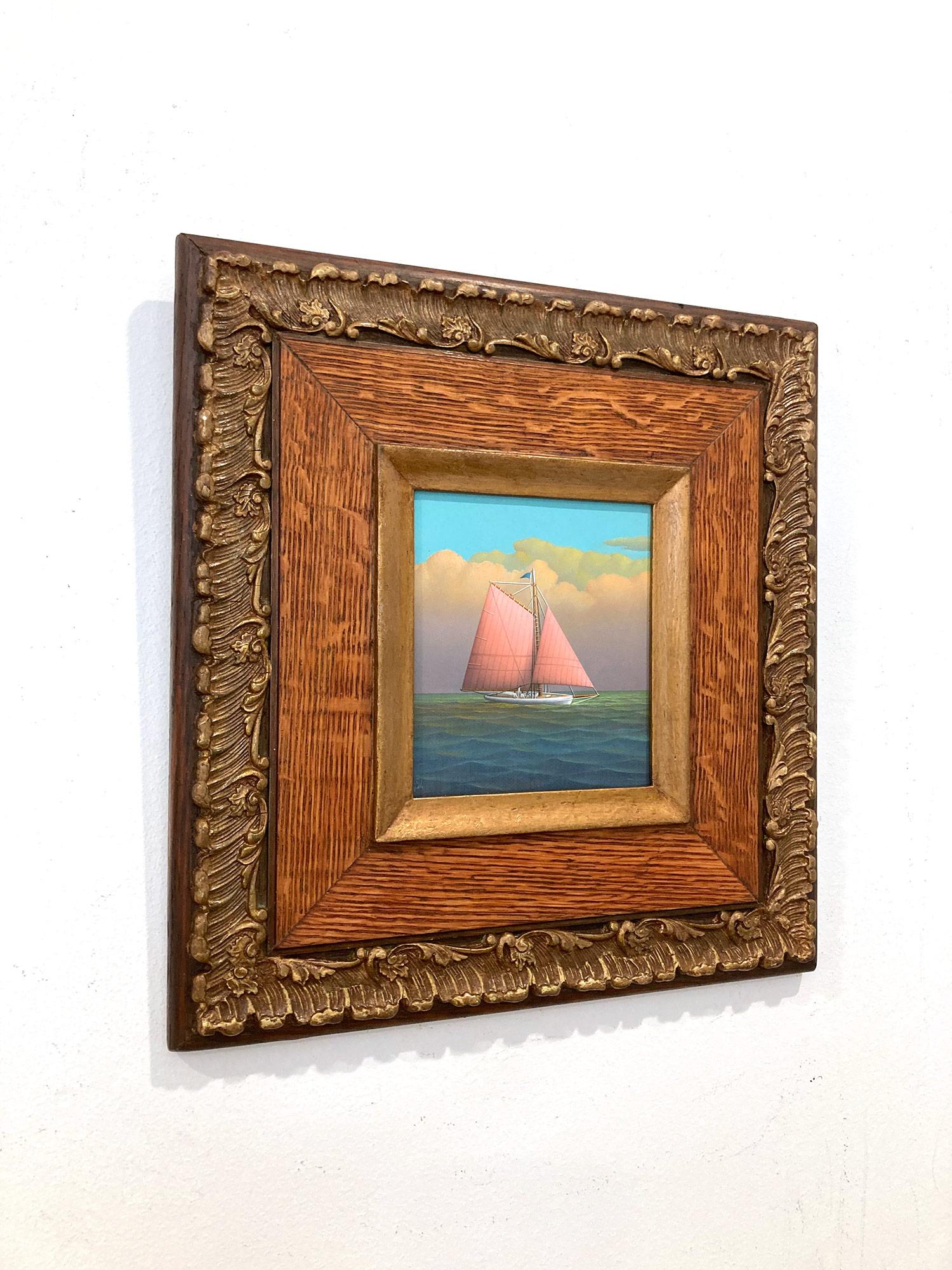 « Tranquil Sailing », peinture à l'huile réaliste sur toile représentant un voilier en mer ouverte en vente 11