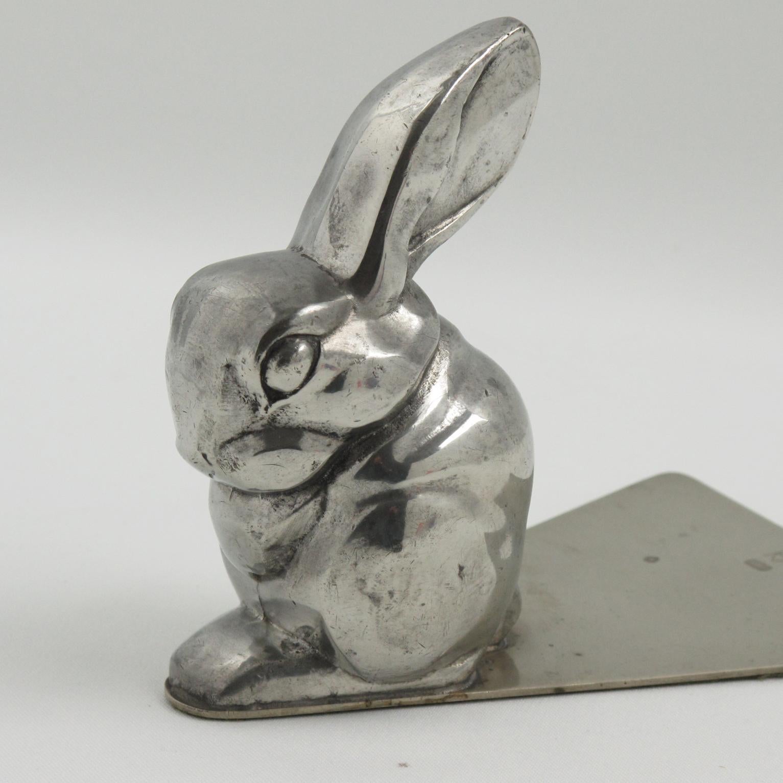 George Nilsson for Gero Art Deco Chrome Rabbit Bookends, 1930s 1