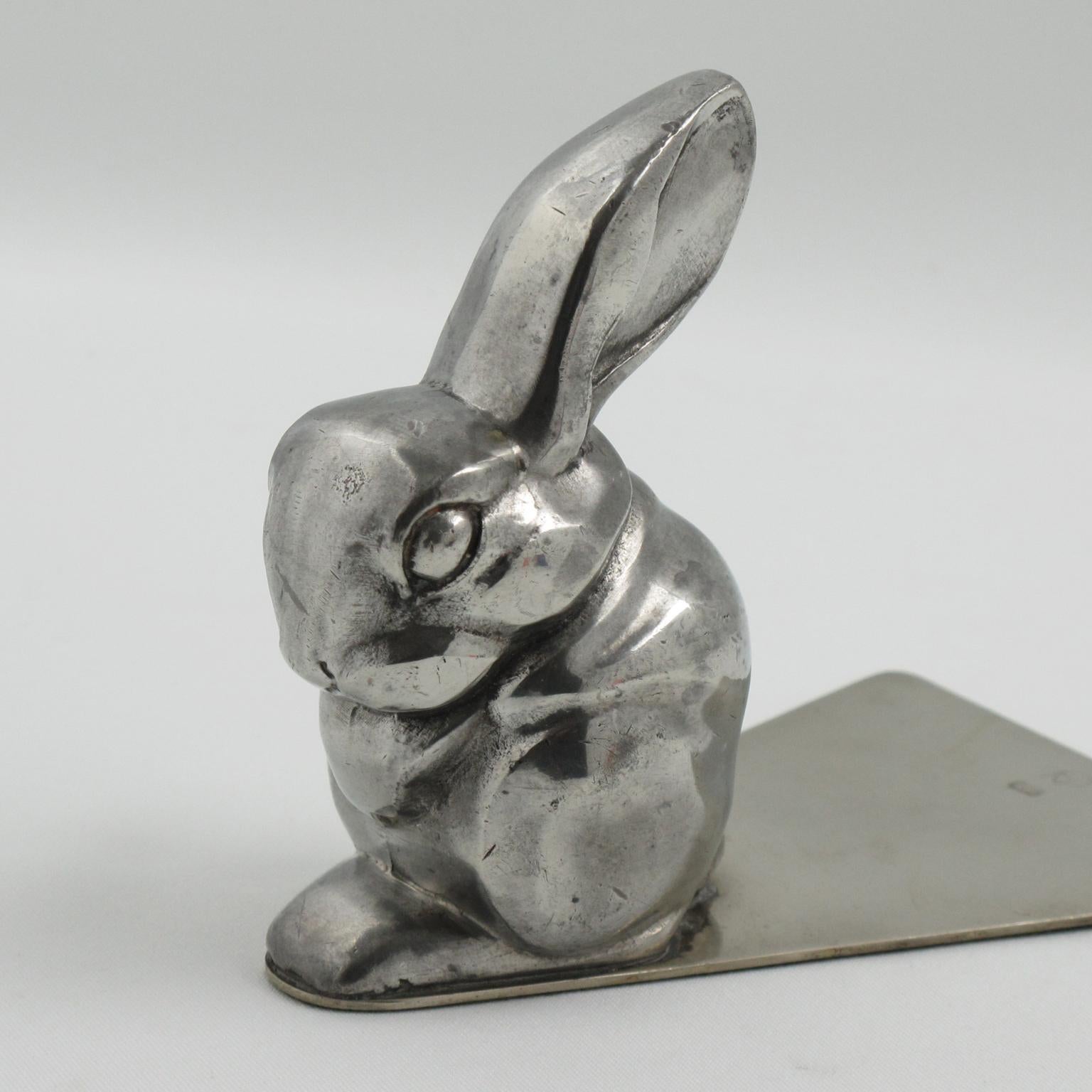 George Nilsson for Gero Art Deco Chrome Rabbit Bookends, 1930s 2