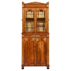 George Oakley Nineteenth Century Bookcase or Cabinet with Brass Inlay