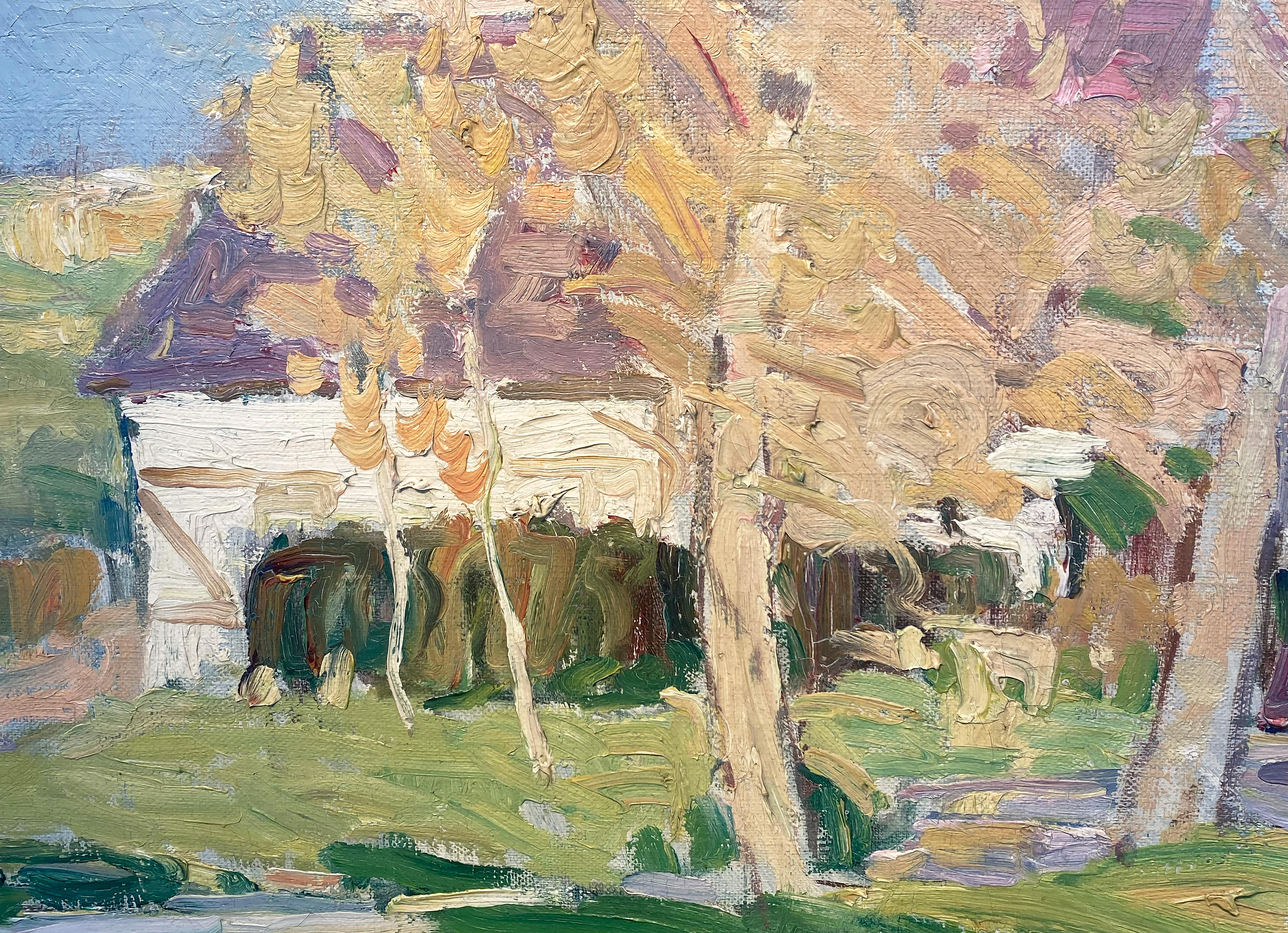 Paysage au printemps - Post-impressionnisme Painting par George Oberteuffer