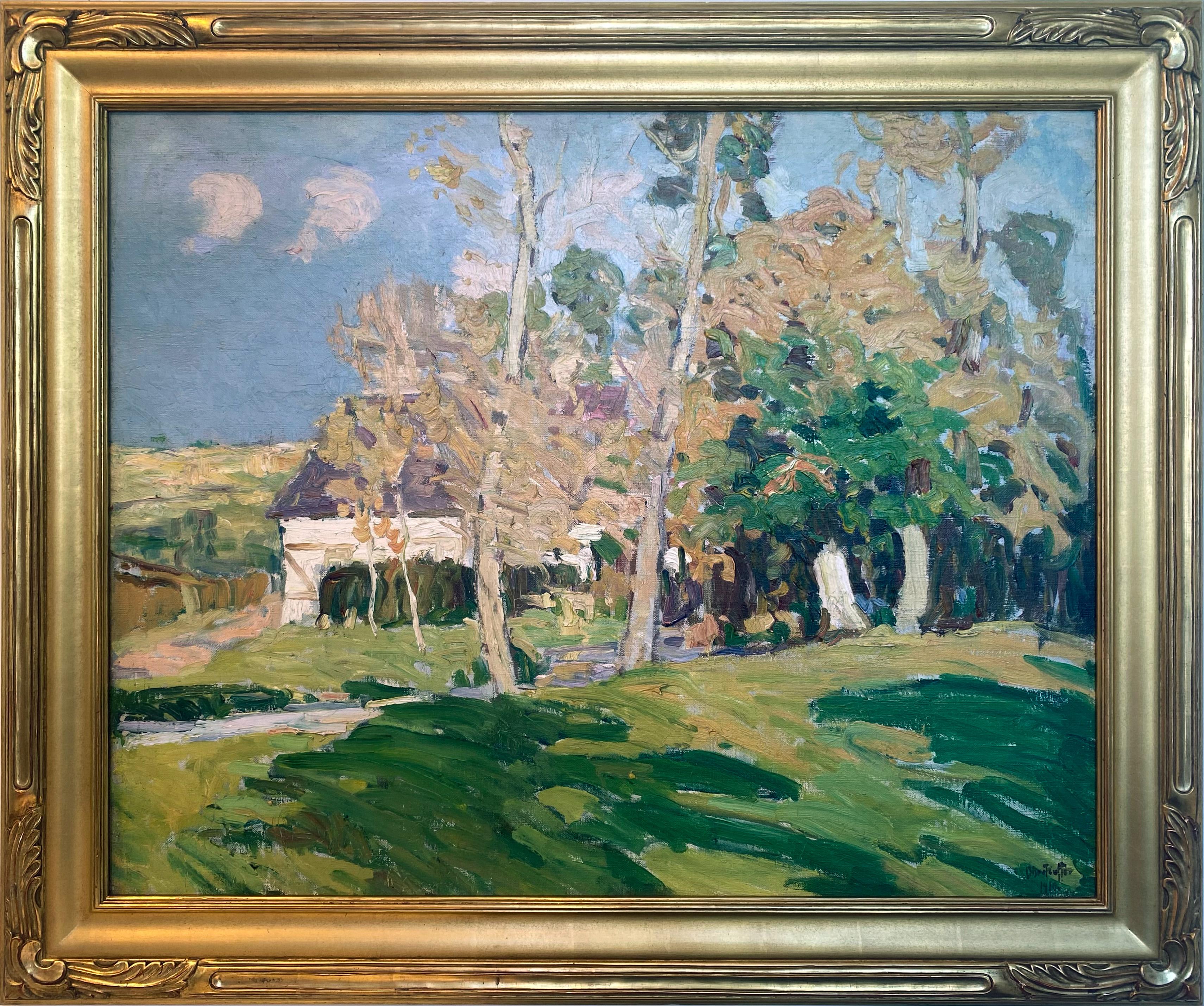 Landscape Painting George Oberteuffer - Paysage au printemps