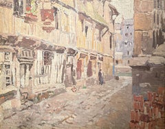 "Rouen" George Oberteuffer, Strada impressionista, Francia, Scena urbana