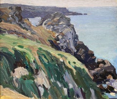 "Untitled (Coastal Cliffs, Brittany)" George Oberteuffer, Impressionist, Sea