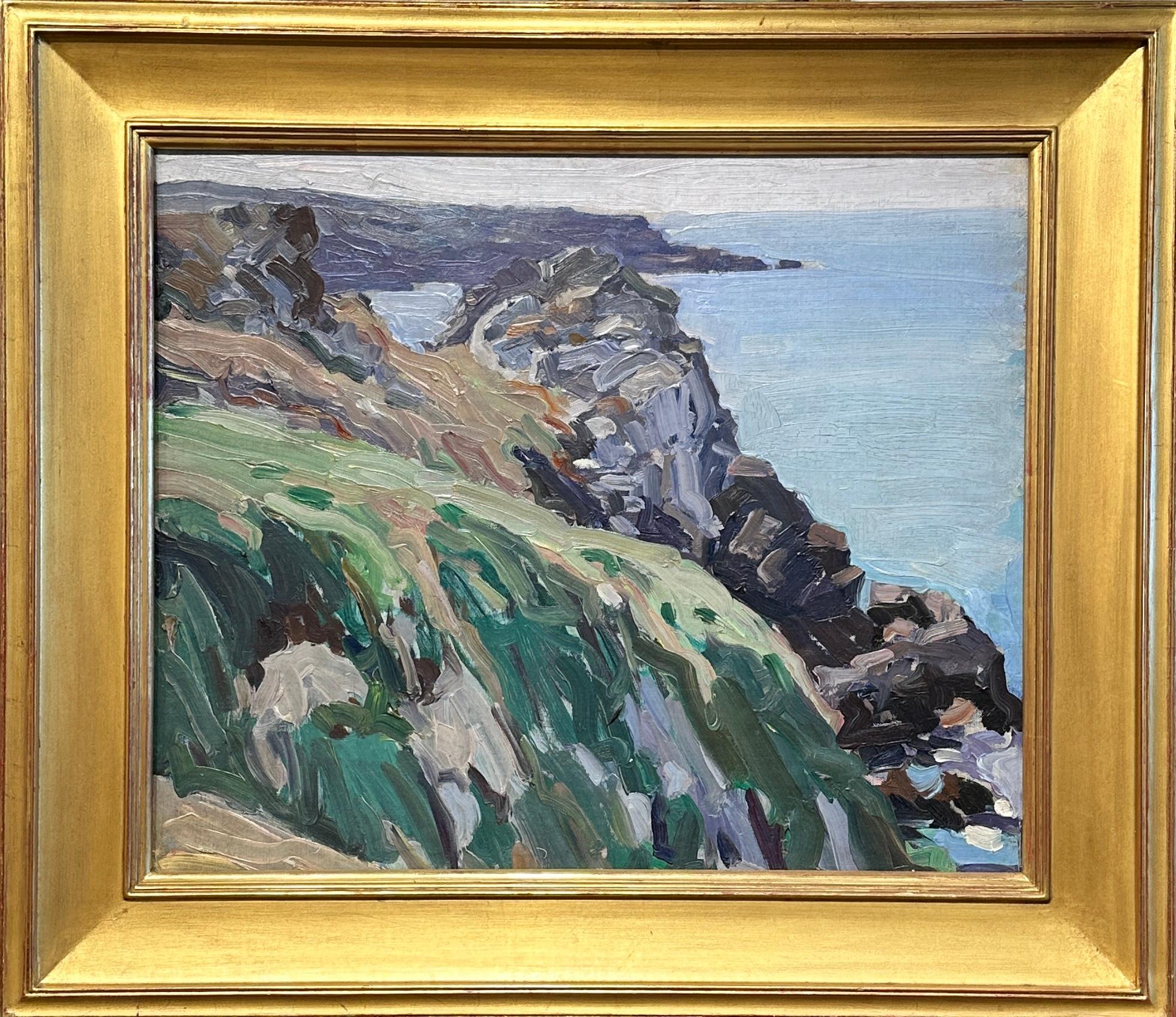 Brittany Coast (dans le livre d'Oberteuffer à la page 45), paysage, paysage côtier - Painting de George Obertouffer