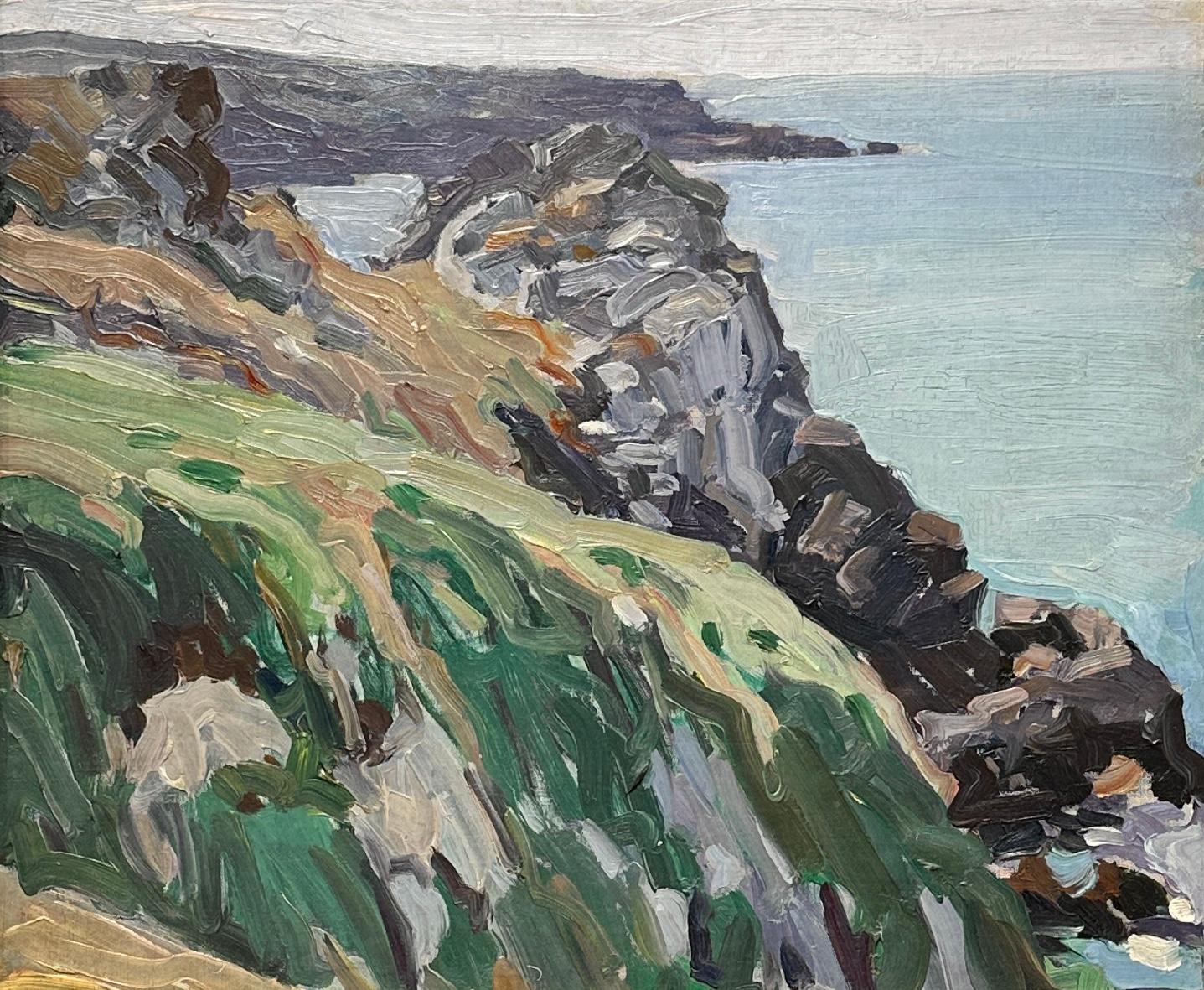 Landscape Painting George Obertouffer - Brittany Coast (dans le livre d'Oberteuffer à la page 45), paysage, paysage côtier
