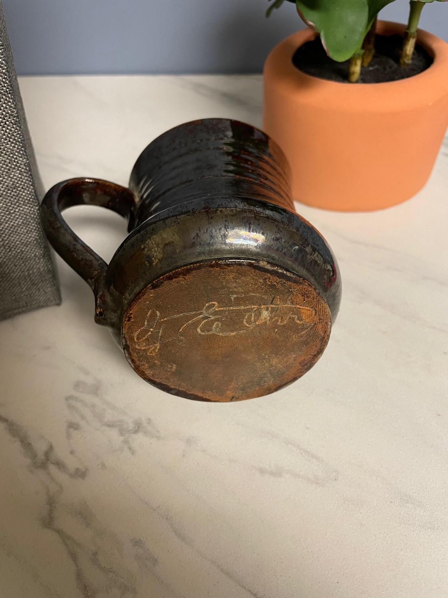 George Ohr Signed Pottery Handled Mug In Good Condition In St. Louis Park, MN