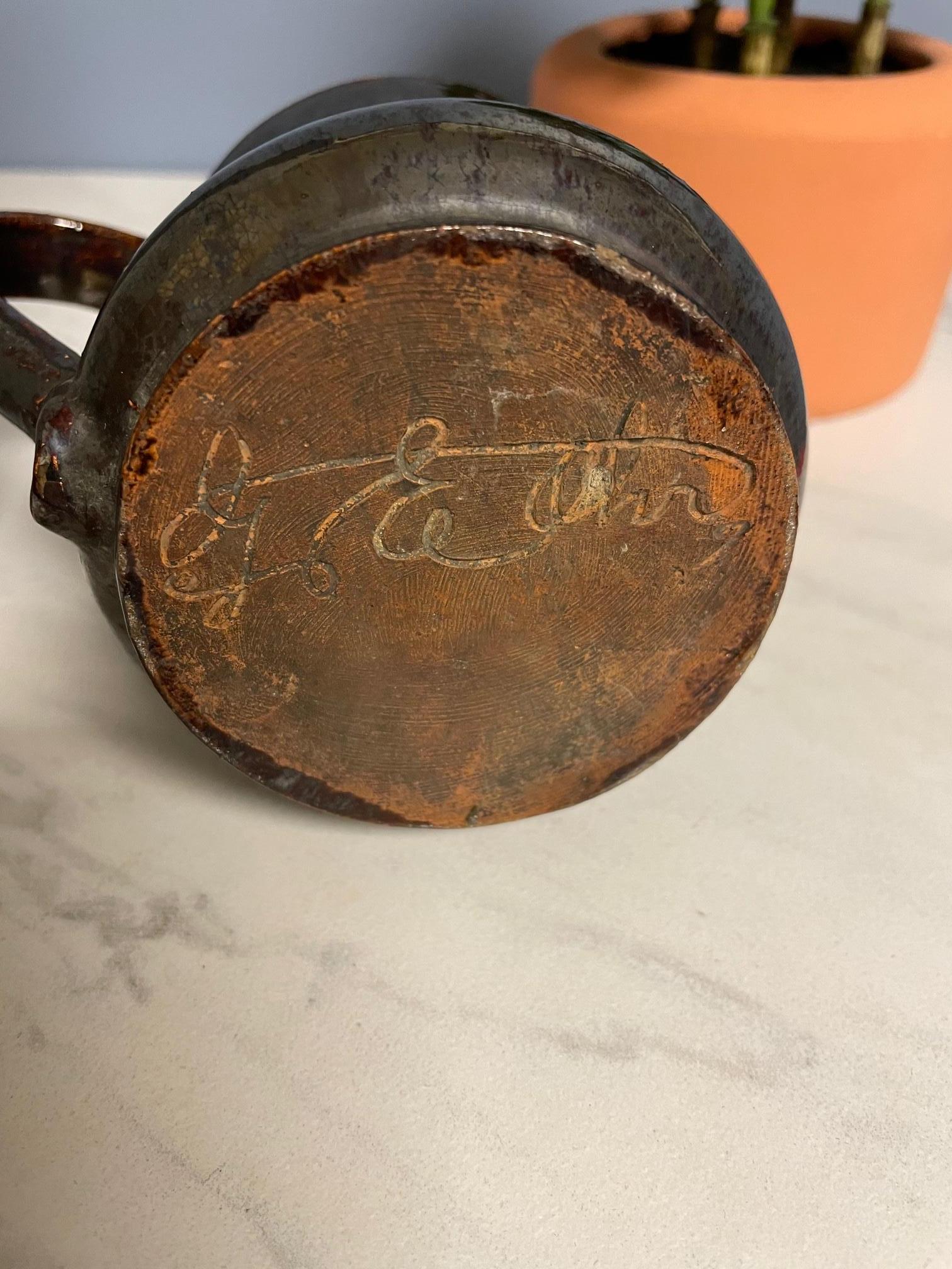 Women's or Men's George Ohr Signed Pottery Handled Mug