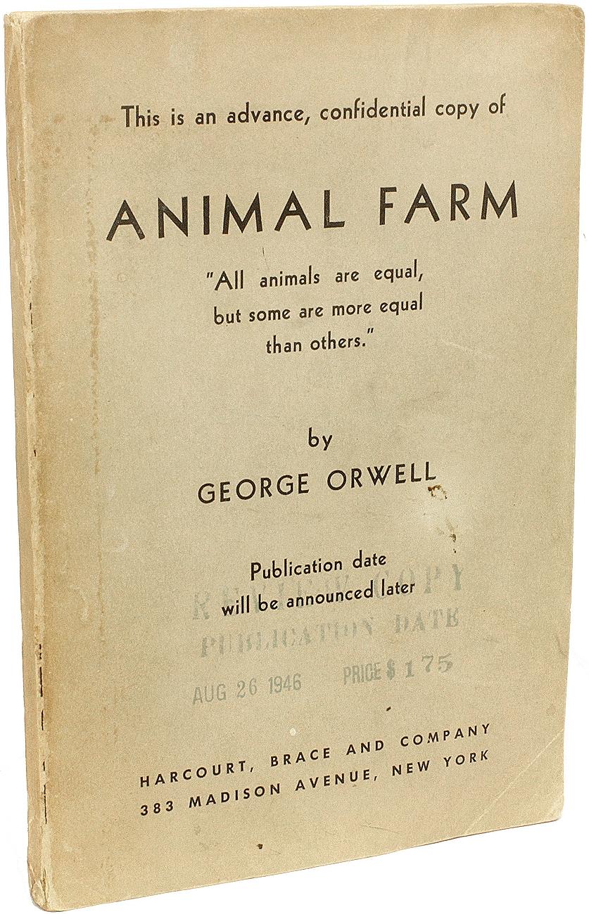 Mid-20th Century George ORWELL. Animal Farm. ADVANCE REVIEW COPY OF THE FIRST AMERICAN ED - 1946