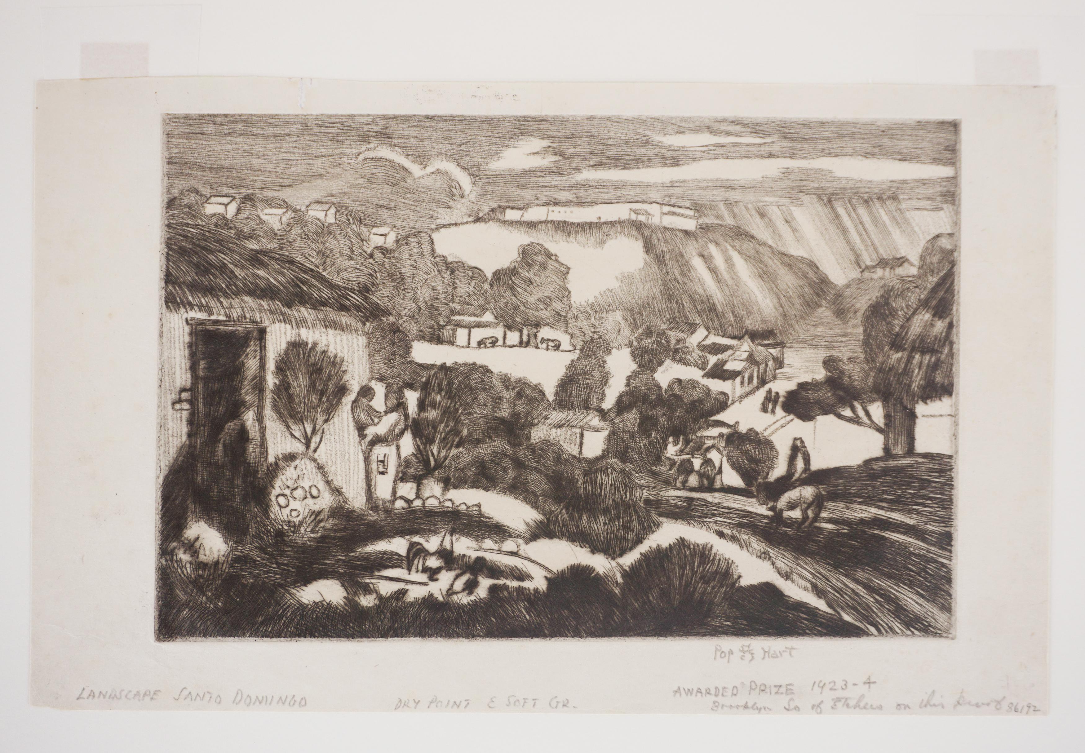 Prueba al aguafuerte de paisaje de Santo Domingo de principios del siglo XX - Print Contemporáneo de George Overbury Hart