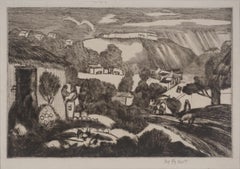 Antique Early 20th Century Santo Domingo Landscape Etching Proof