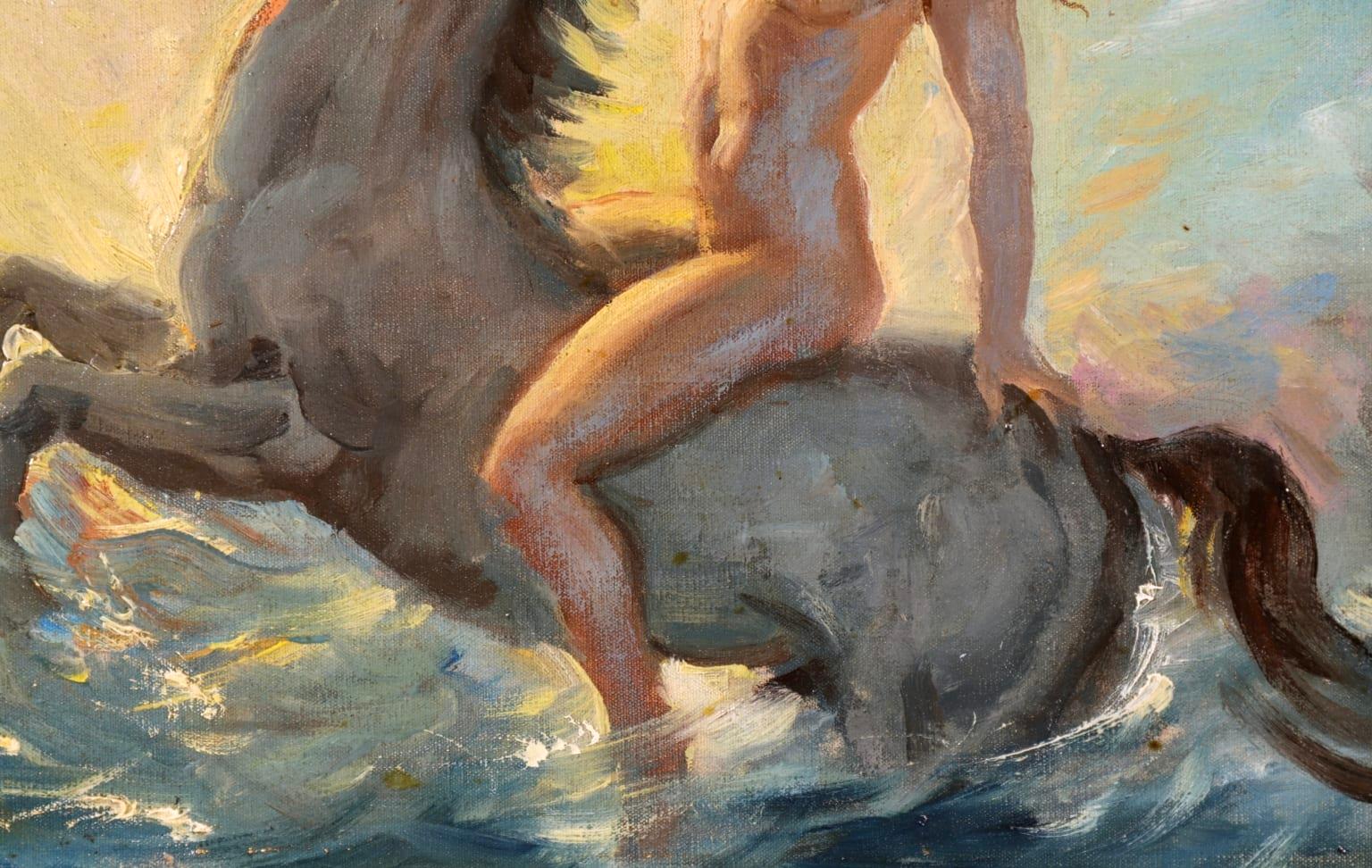 Nude on Horseback - Symbolist Oil, Figure on Horse by George Owen Wynne Apperley 2