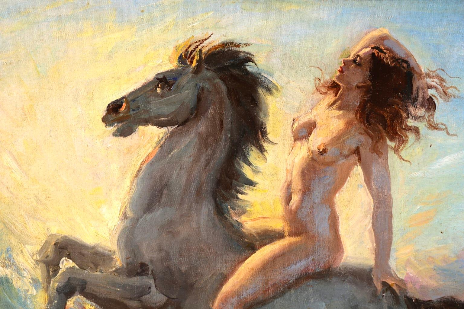 Nude on Horseback - Symbolist Oil, Figure on Horse by George Owen Wynne Apperley 4