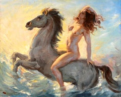 Nude on Horseback - Symbolist Oil, Figure on Horse by George Owen Wynne Apperley