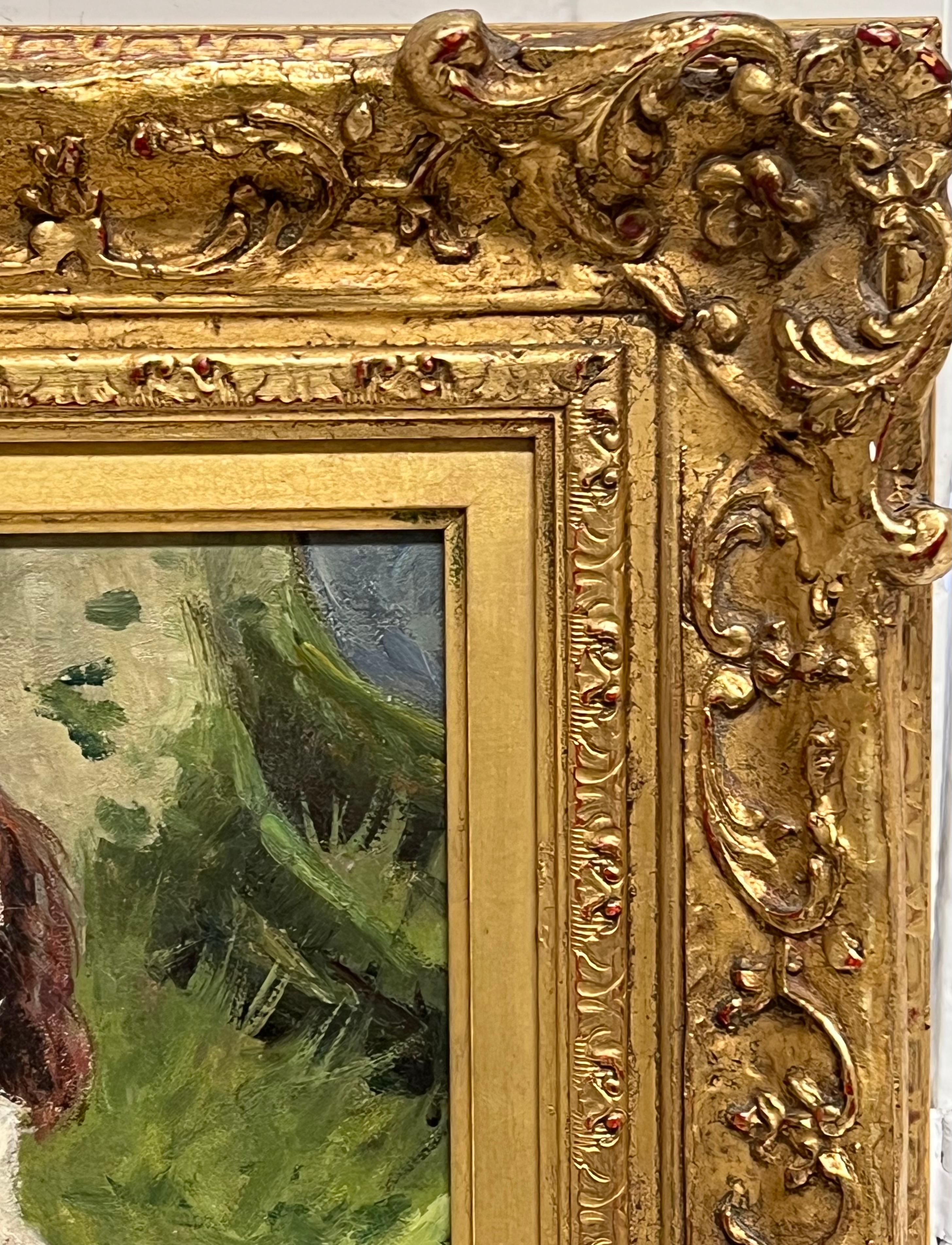 Antique English Dog Oil Painting Portrait of Springer Spaniel Titled  Dated 1920 For Sale 7
