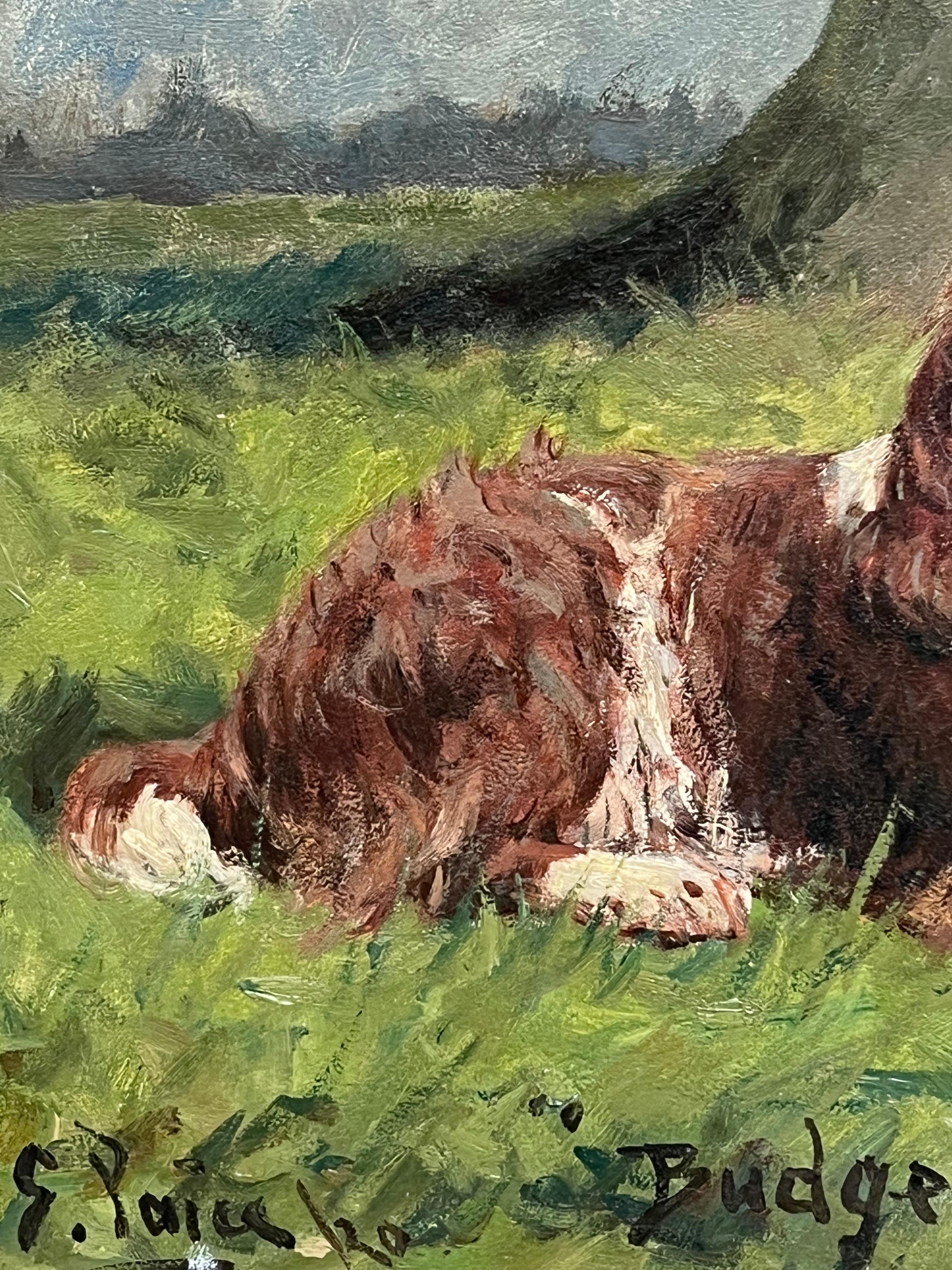 Antique English Dog Oil Painting Portrait of Springer Spaniel Titled  Dated 1920 For Sale 8